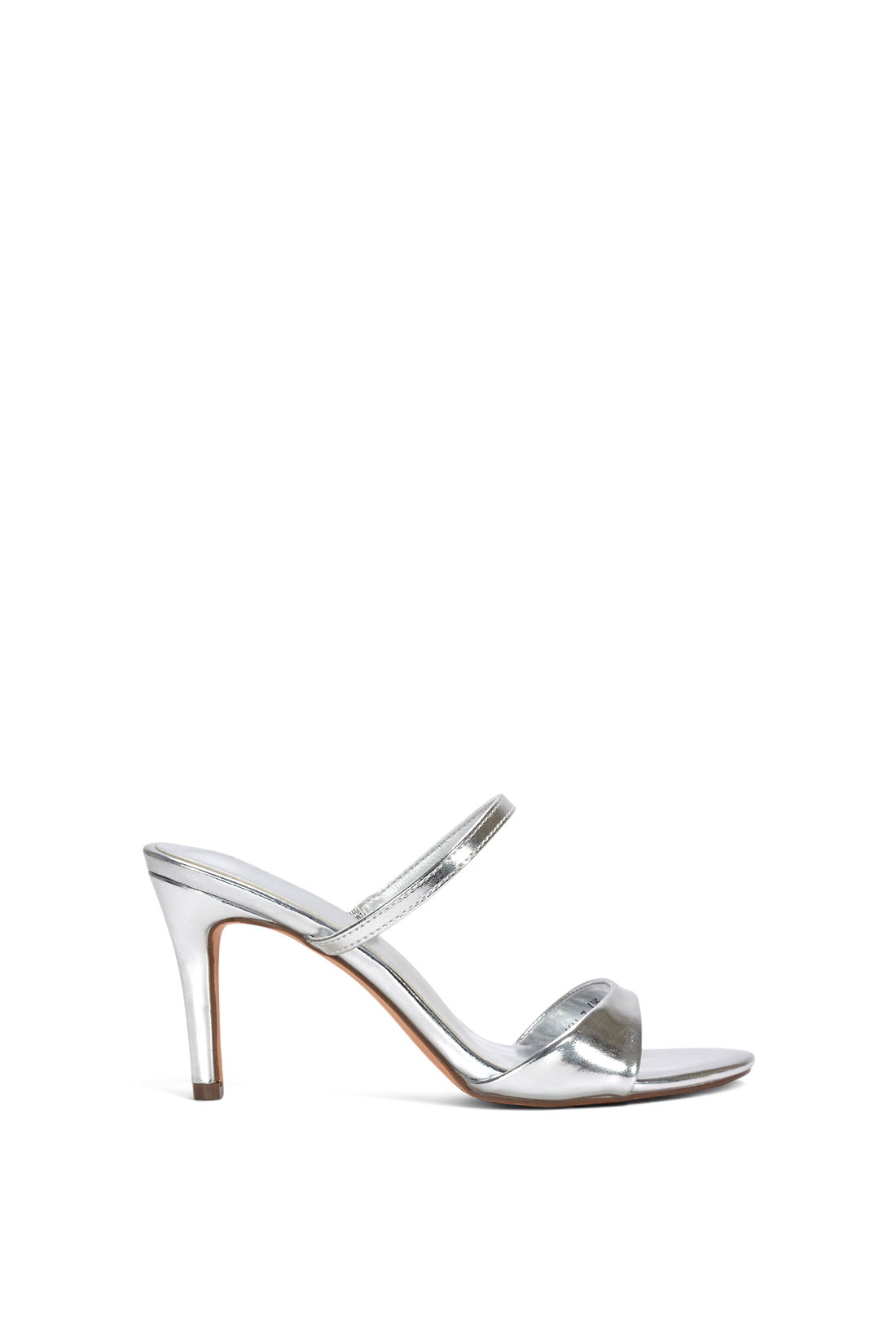 Silver 'Kay' Slip On Stiletto Heel Mules With Open Toe, Image 1 of 6