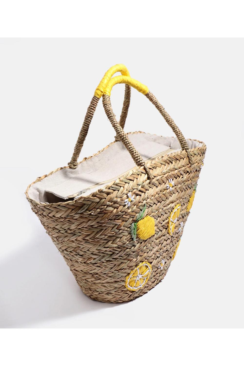 Beige Pia Rossini Beige Citrus - Straw Beach Basket, Image 3 of 4
