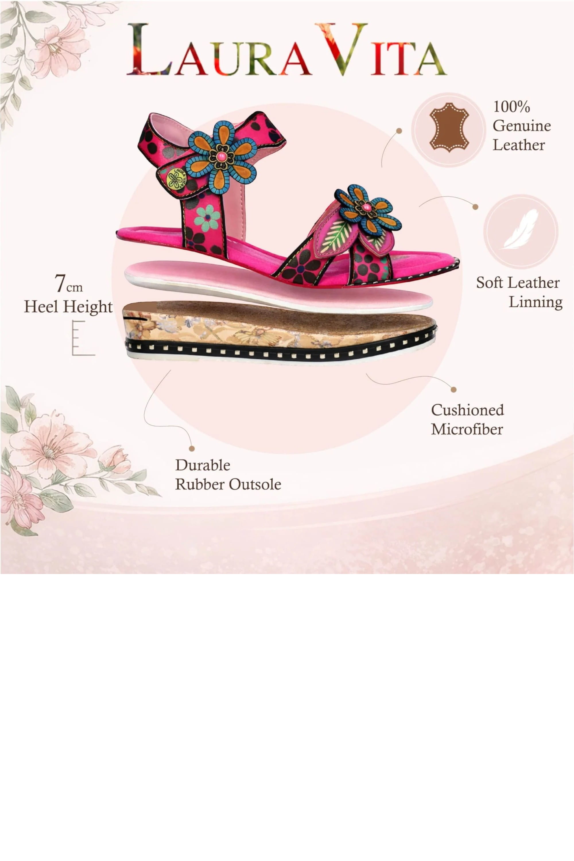 Pink Womens Floral Wedge Espadrille-BALLON-08, Image 3 of 7