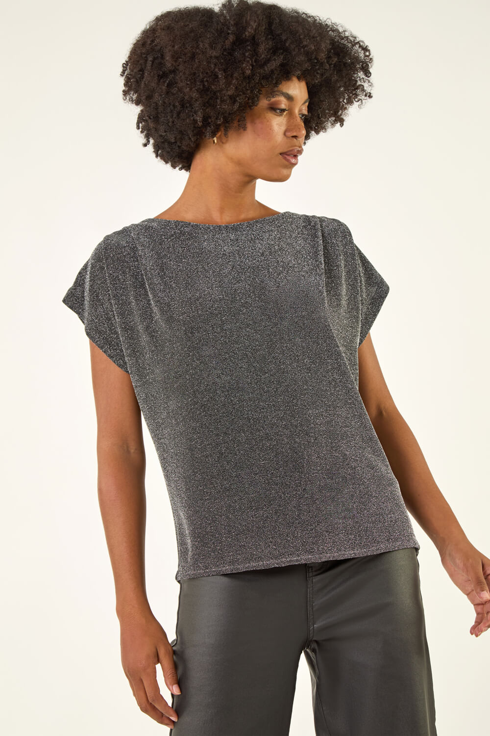 Silver Shimmer Scoop Back Stretch Top, Image 5 of 5