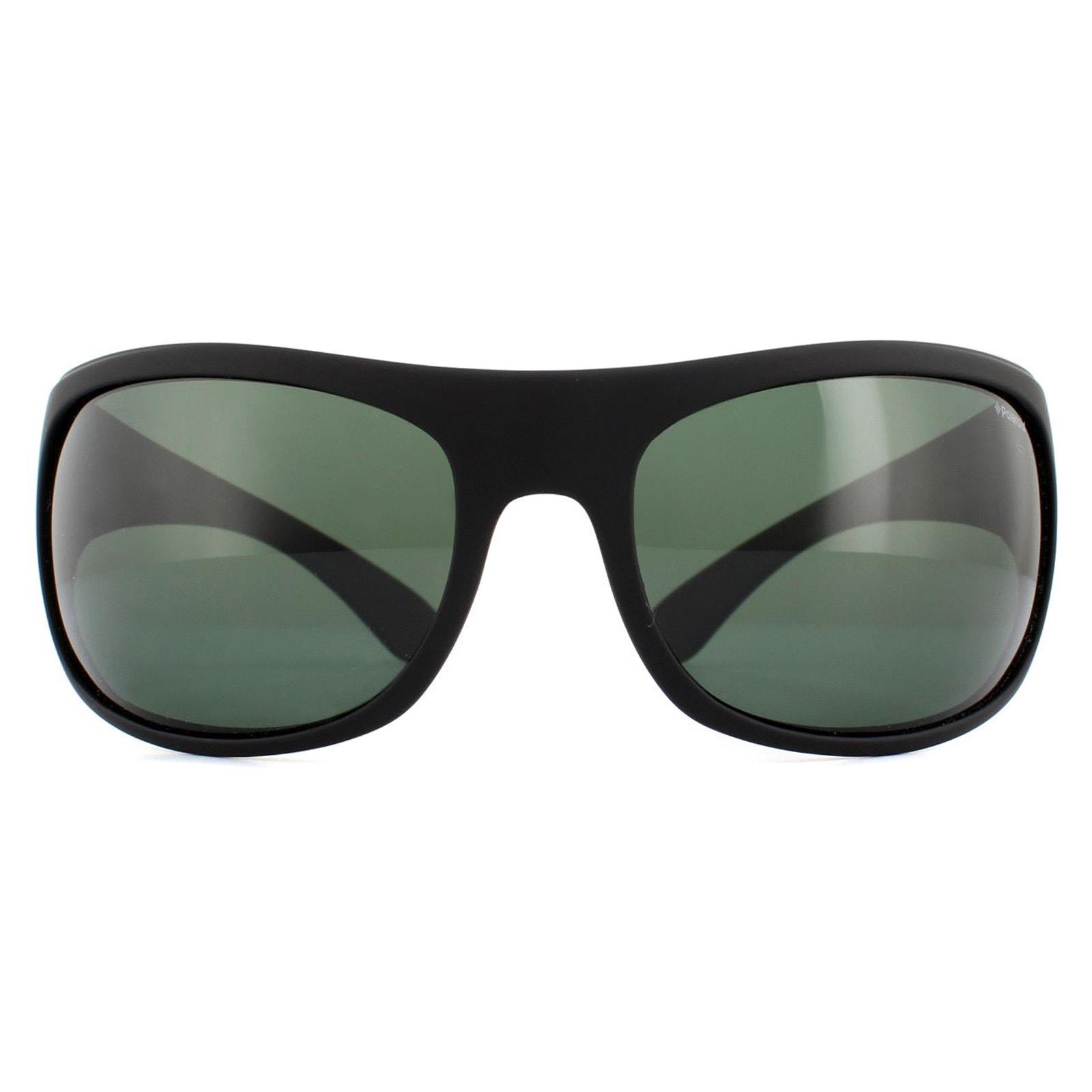 Black Sport Wrap Black Green Polarized Sunglasses, Image 1 of 4