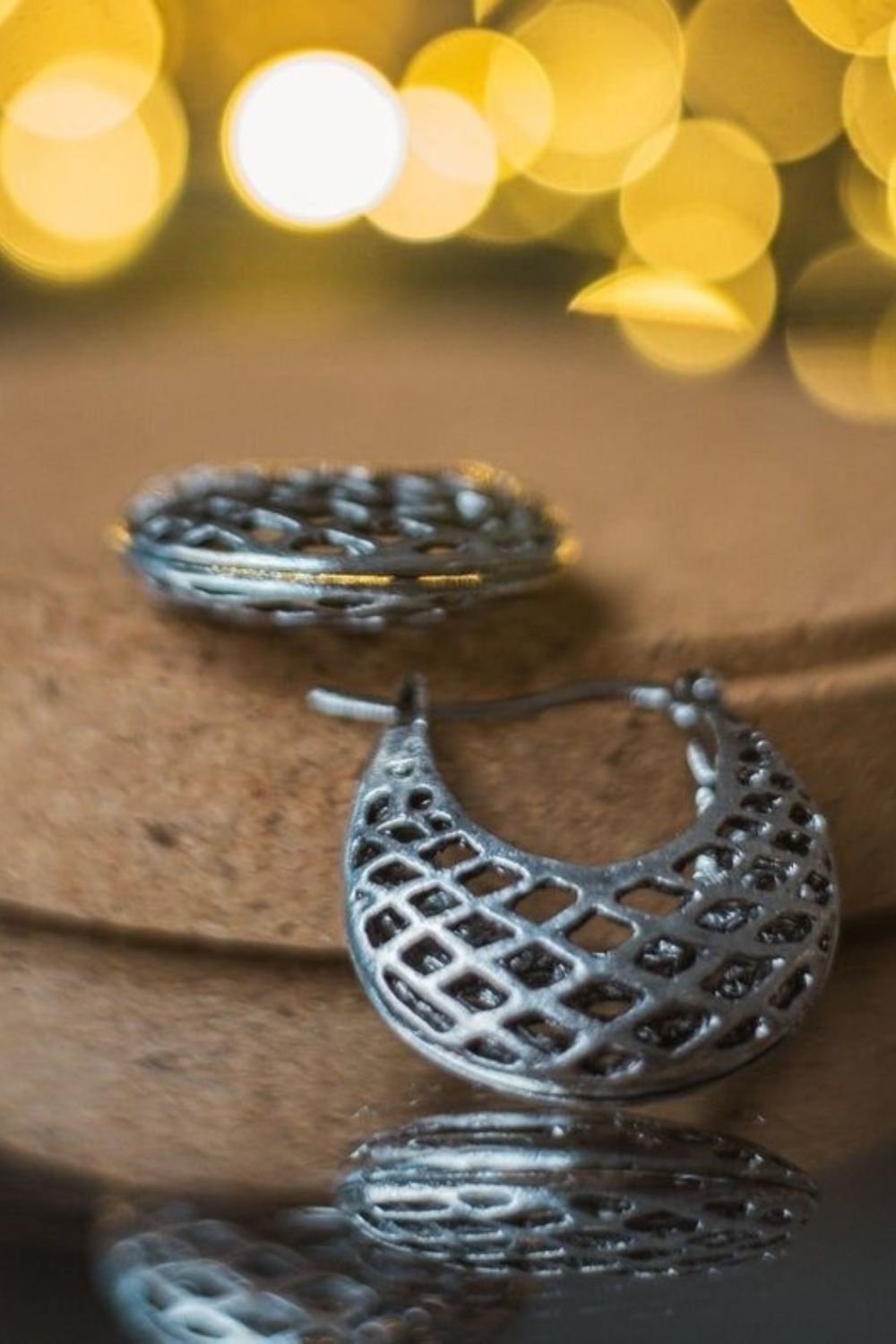 Silver Braided Oxidised Hoop Earrings, Image 3 of 3