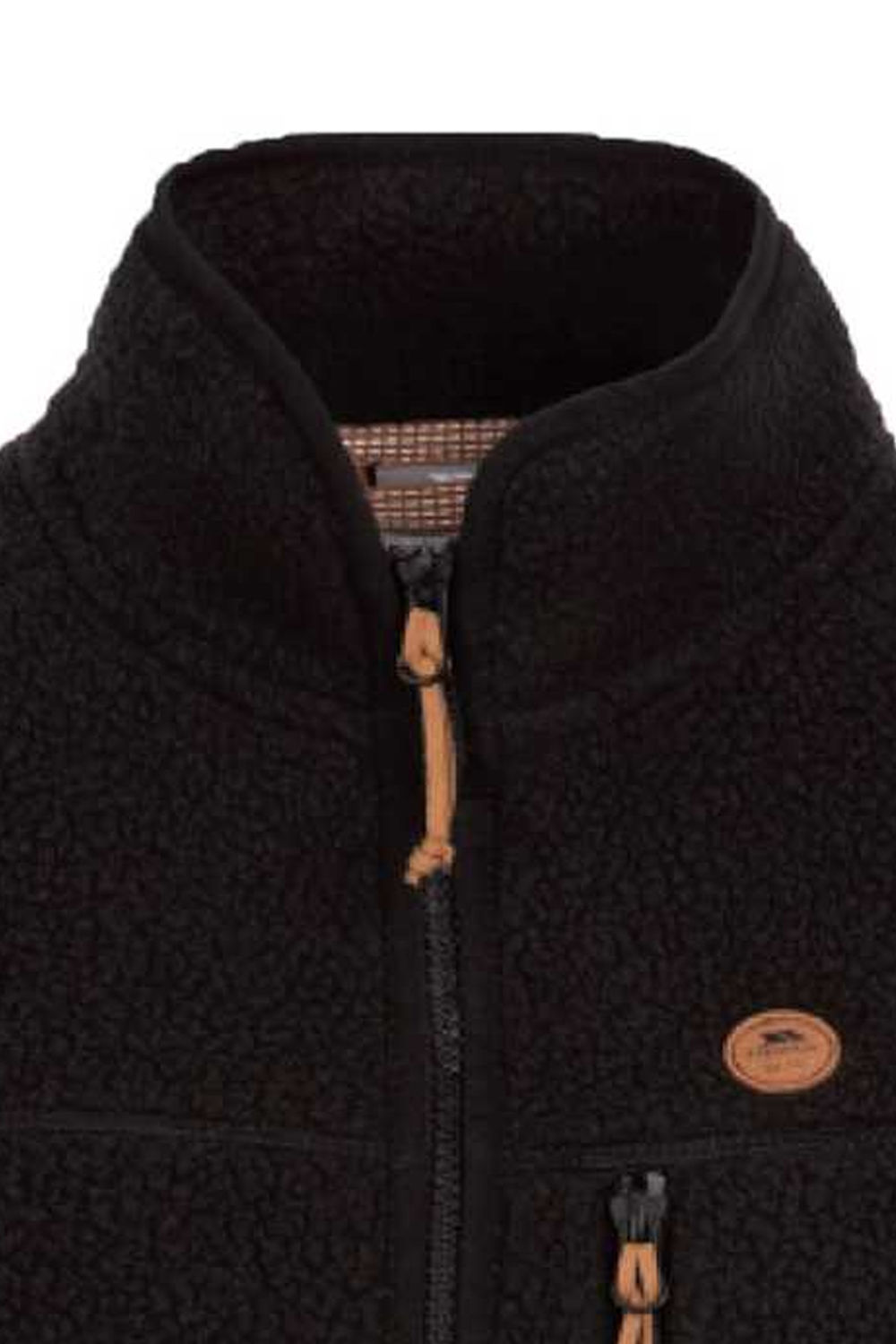 Black Quake Leather Trim Fleece Jacket, Image 3 of 4