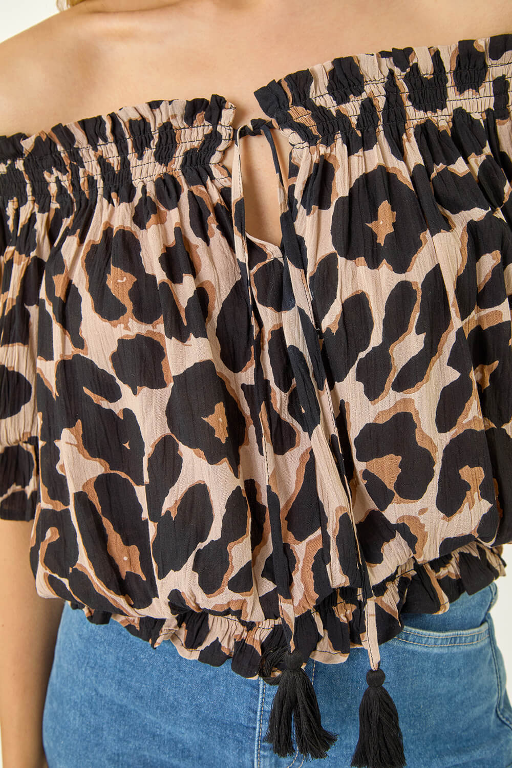 Natural Animal Print Key Hole Bardot, Image 6 of 5