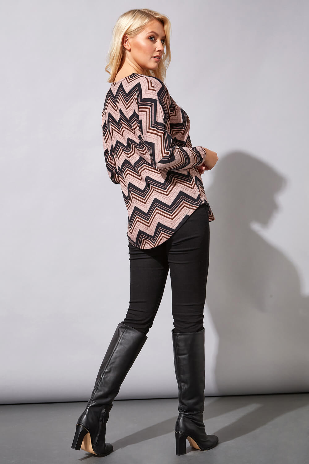 Pink Zip Detail Zig Zag Top, Image 3 of 4