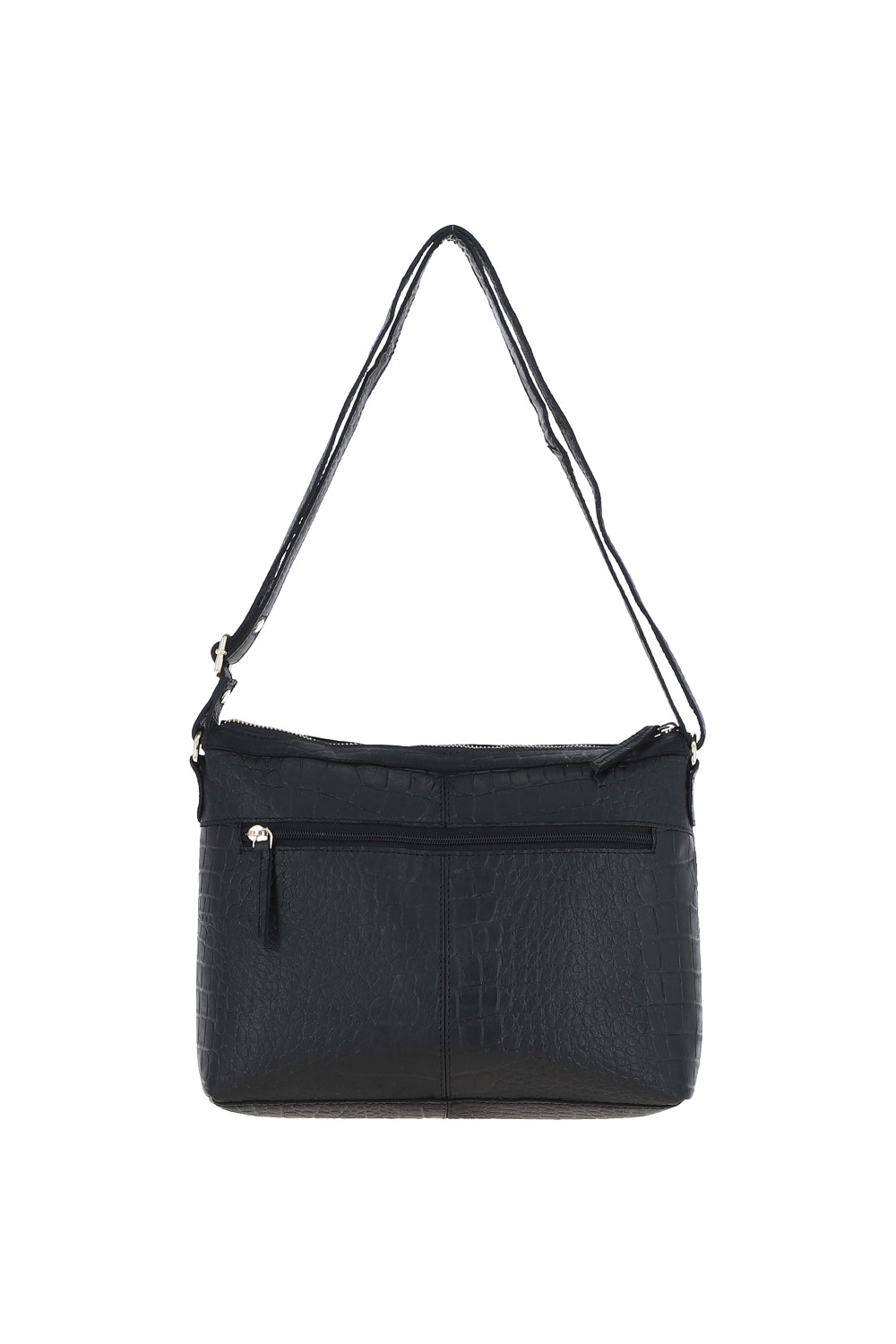 Black 'Carlotta' Croc Print Real Leather Shoulder Bag, Image 3 of 5