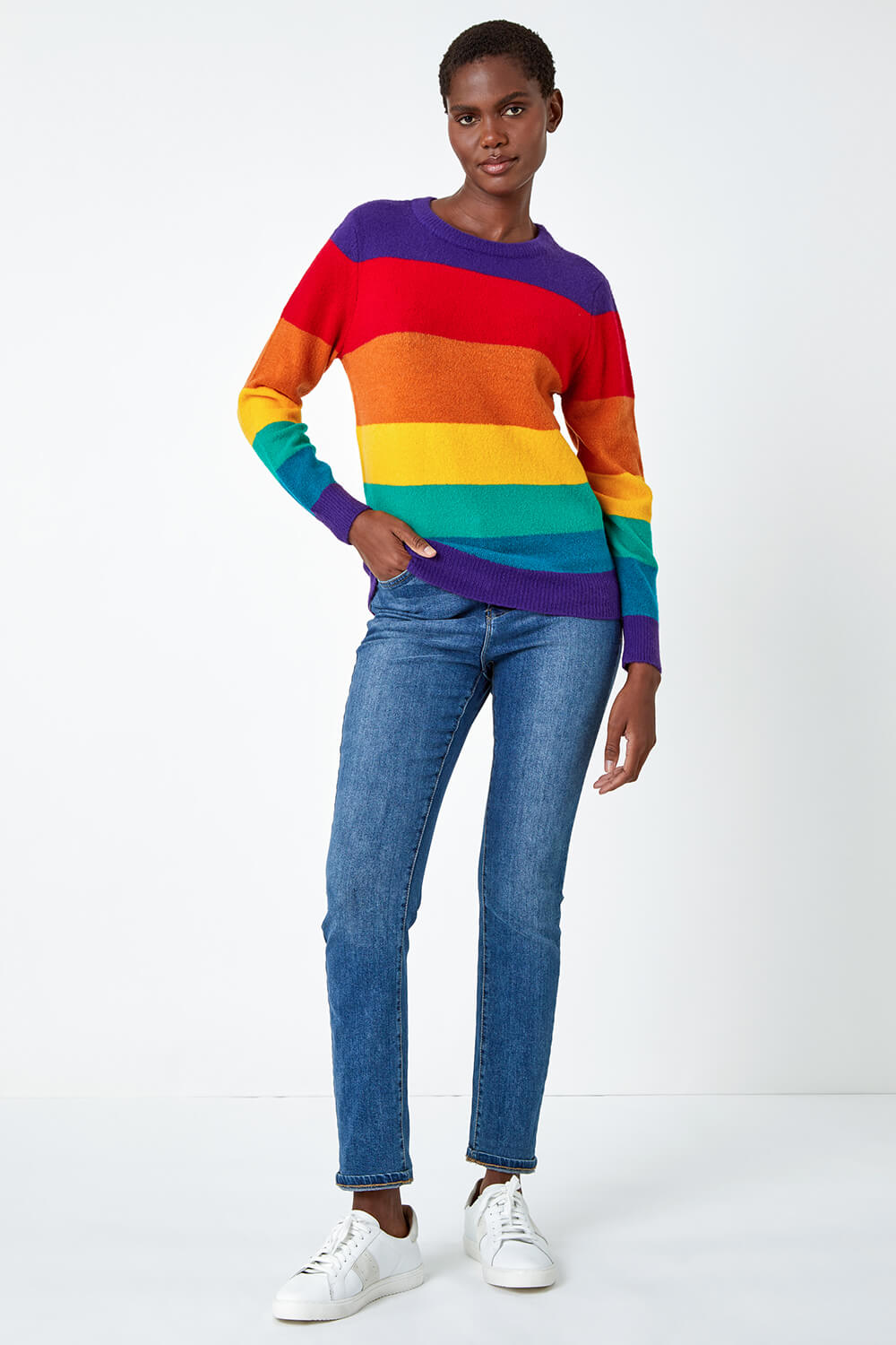 Multi Stripe Print Stretch Knit Jumper, Image 3 of 5