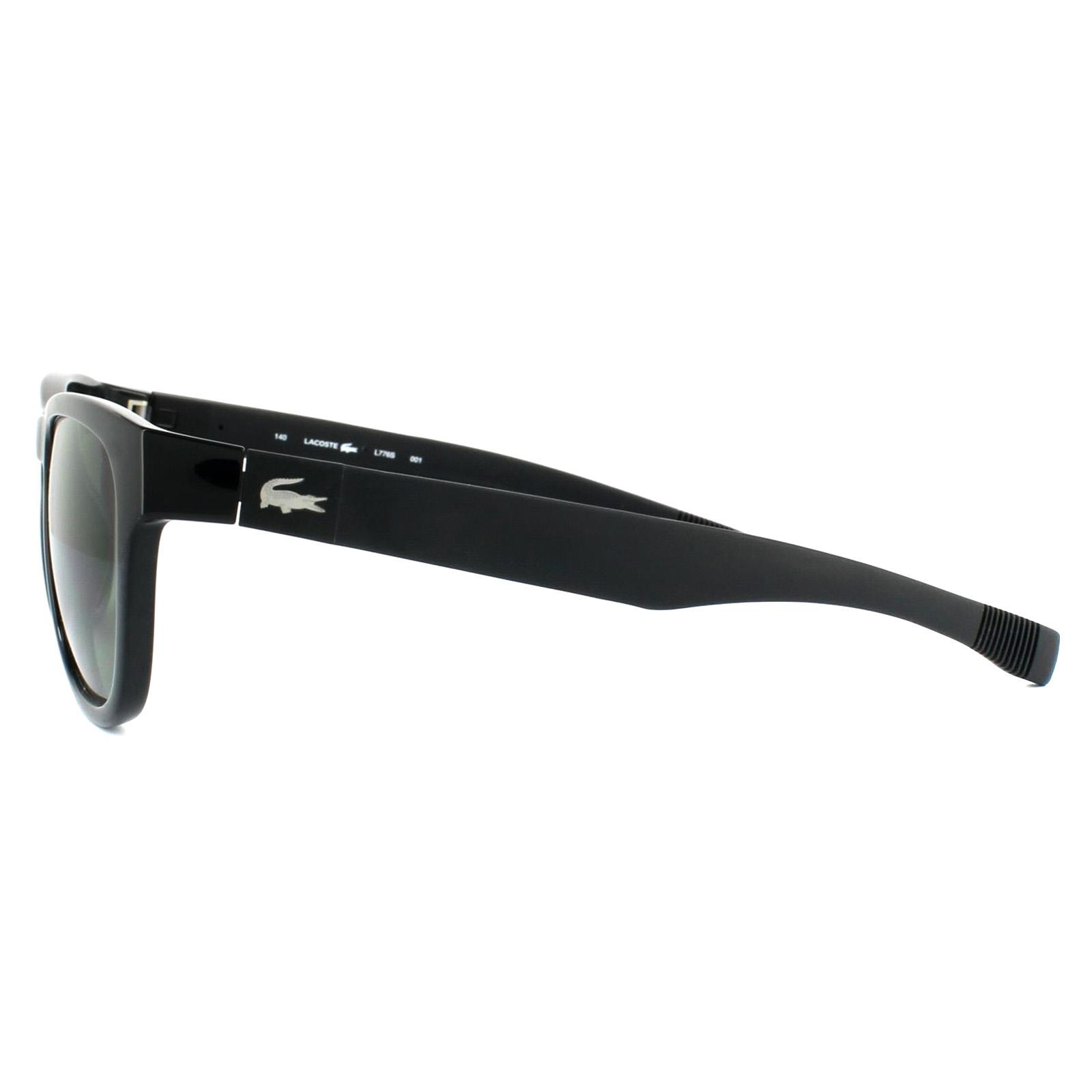 Black Lacoste Black Rectangle Unisex Black Green Sunglasses, Image 3 of 4