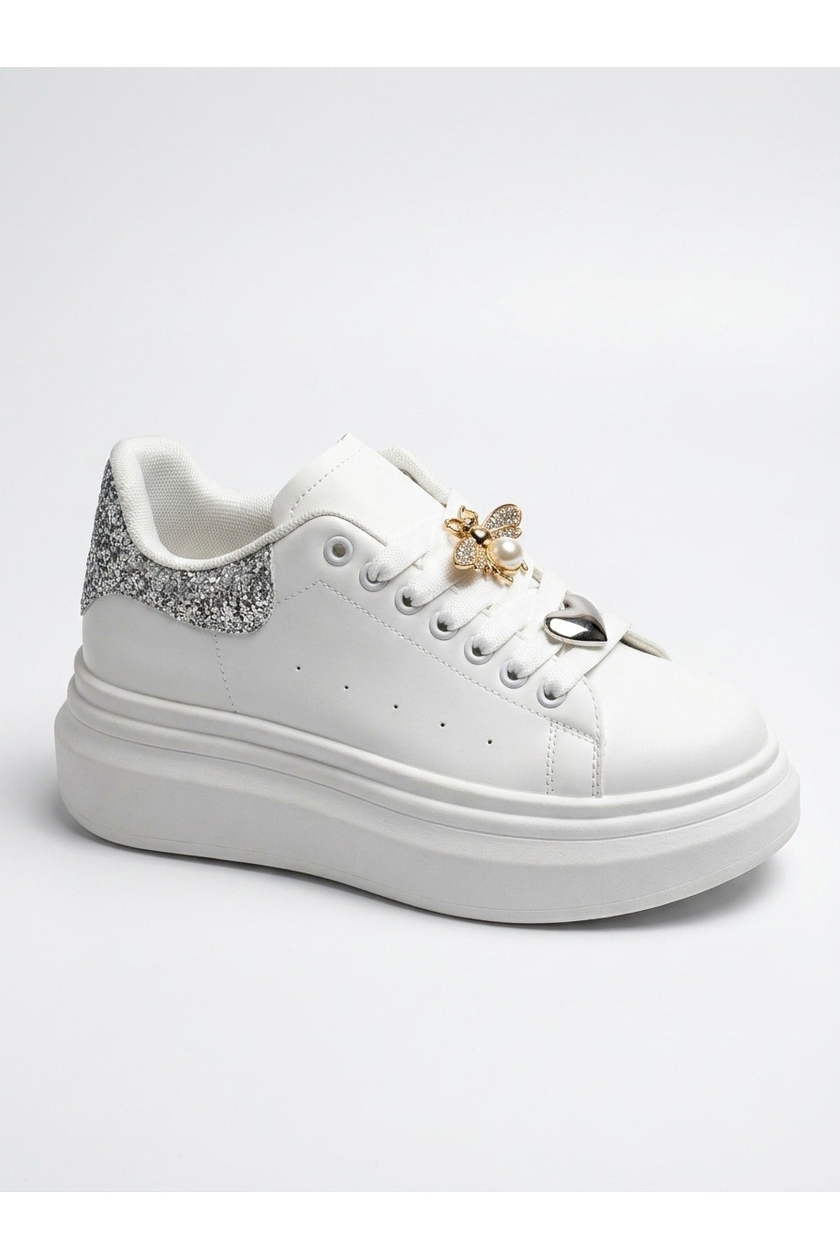 Silver iKrush Silver Sloane White Platform Trainers, Image 1 of 5