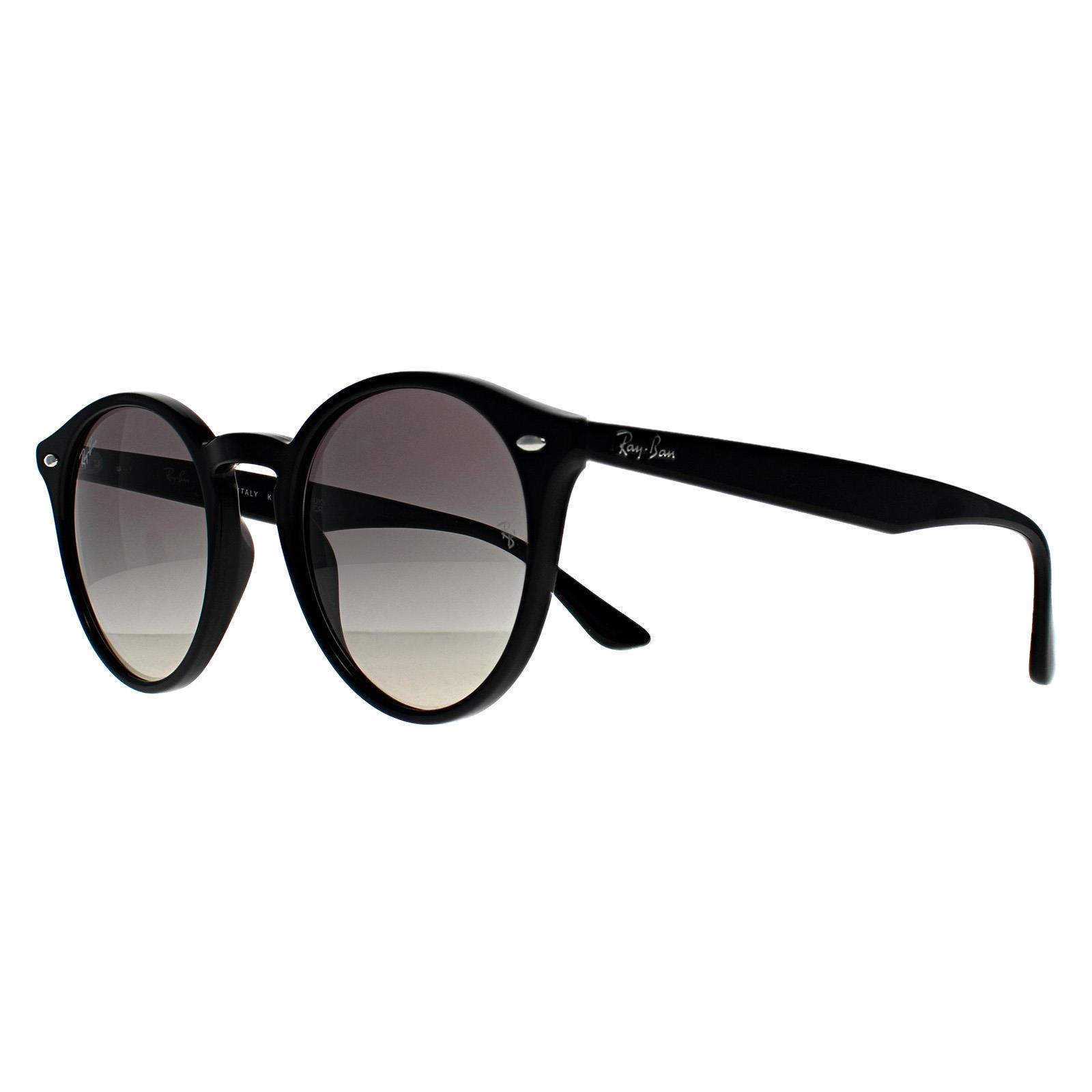 Black Ray-Ban Black Round Polished Black Grey Gradient 2180, Image 2 of 3