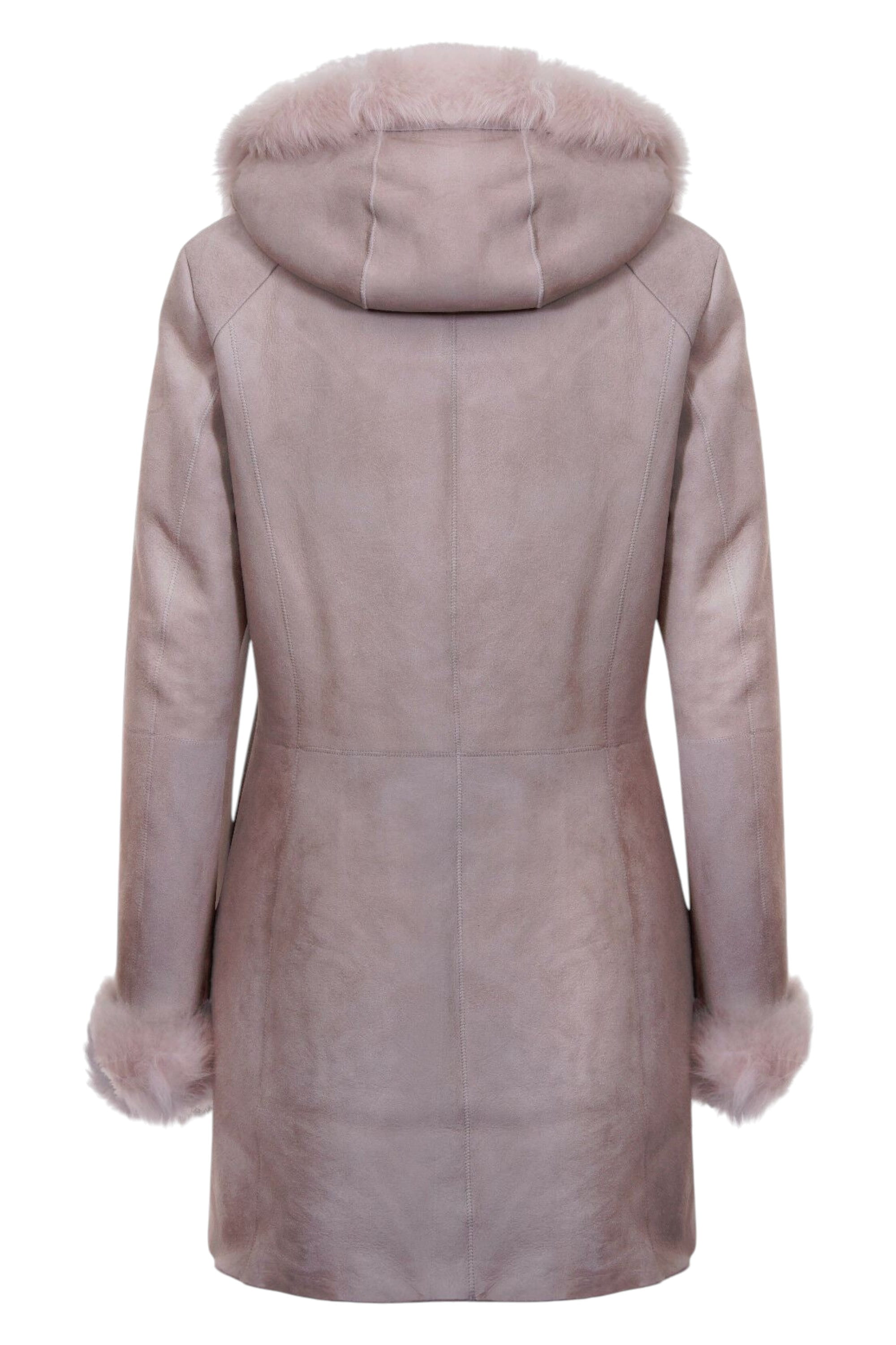 Grey Womens Suede Merino Sheepskin Coat, Image 3 of 4