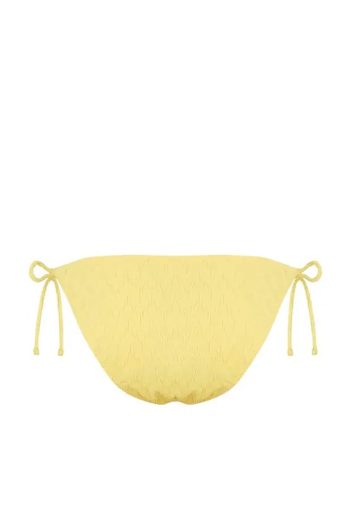 Yellow Textured Tie Side Bikini Bottom with Adjustable Fit, Image 2 of 2