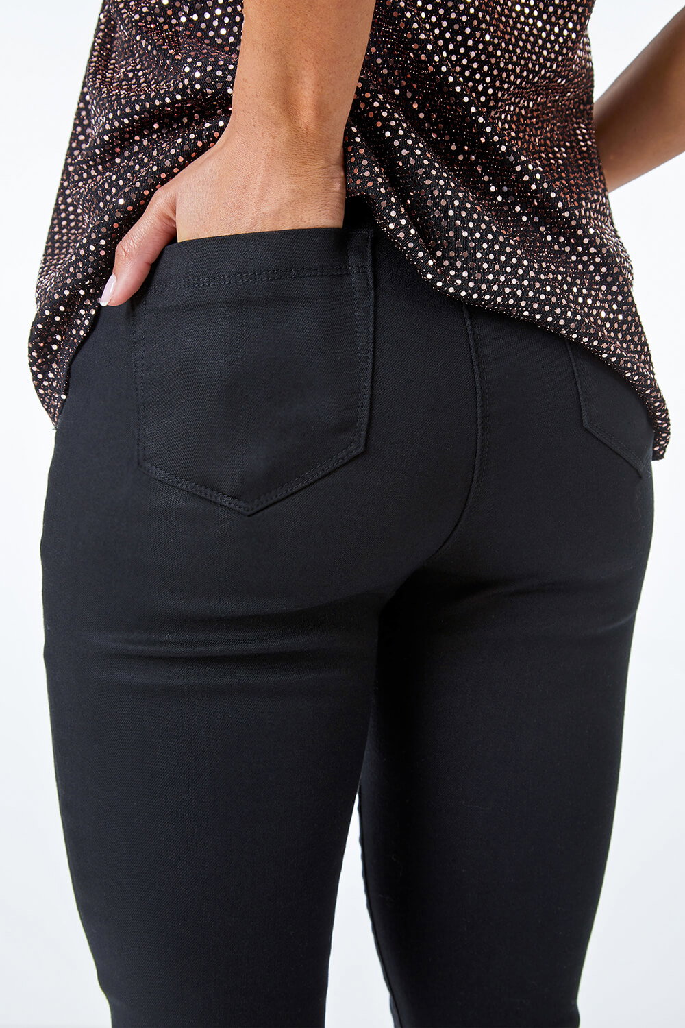 Black Petite Stretch Denim Jegging, Image 4 of 5