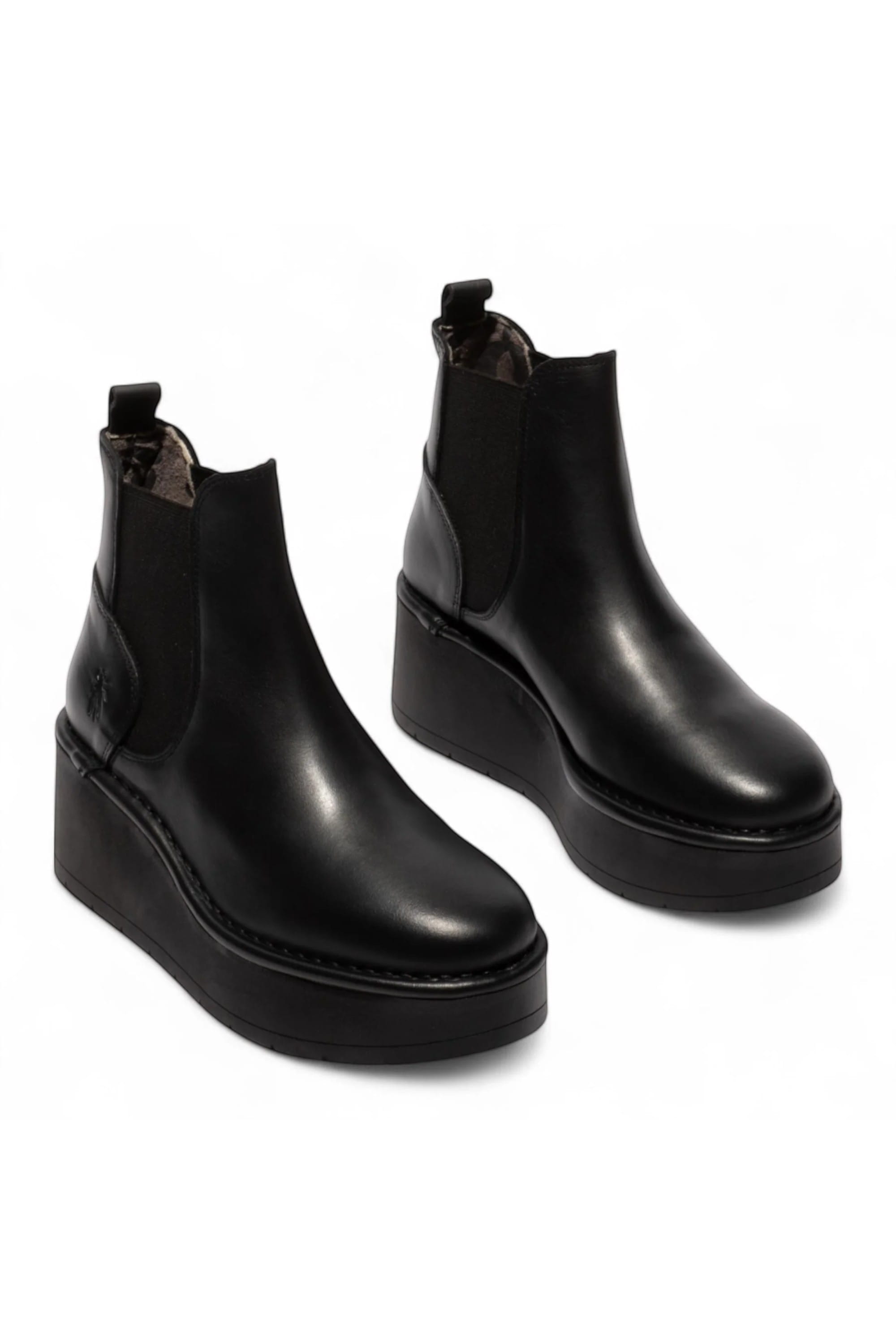 Black Womens Heel Ankle Platform Boots-HELY268, Image 2 of 5