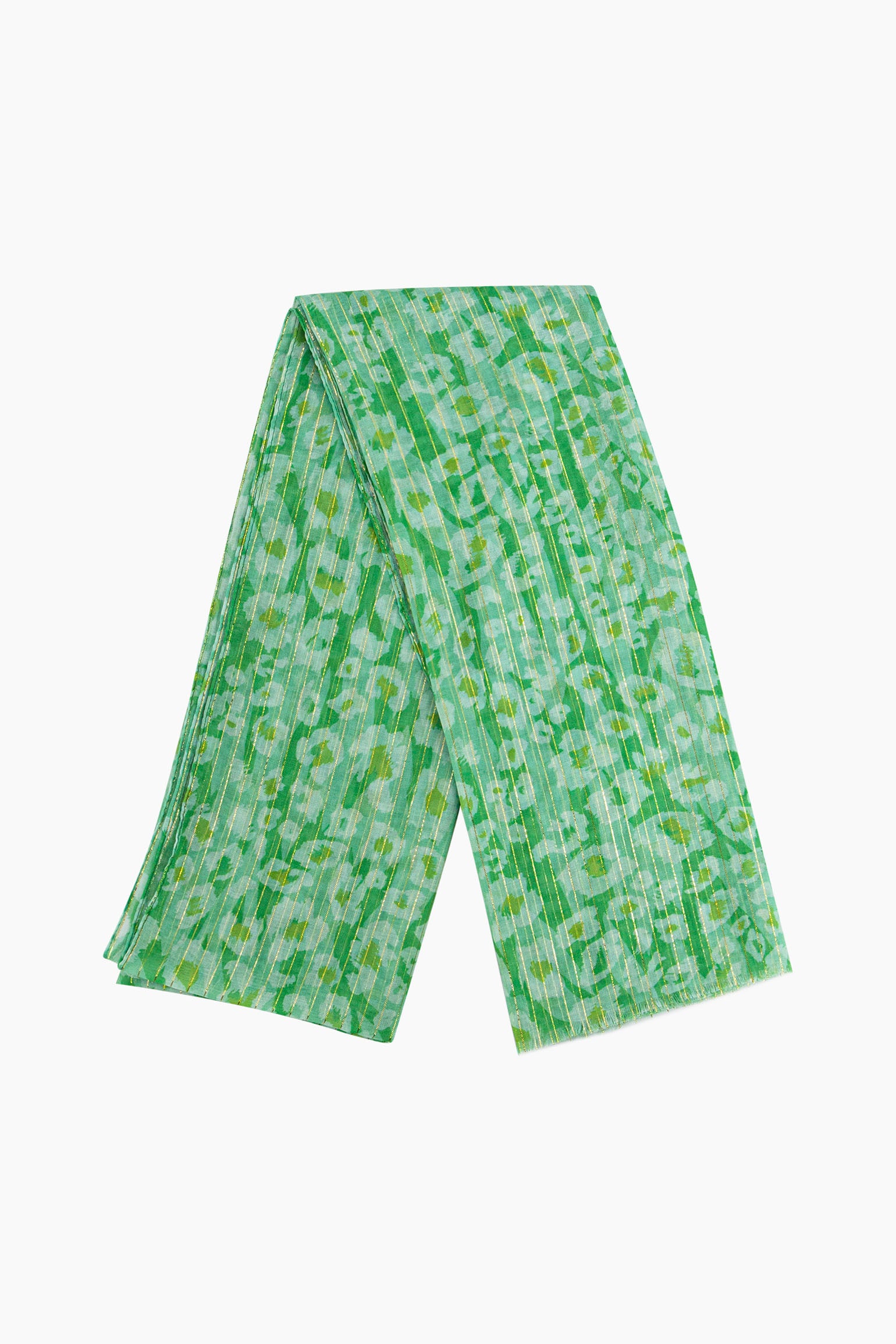Green Sarta Green Metallic Pinstripe Lightweight Leopard Scarf, Image 2 of 5