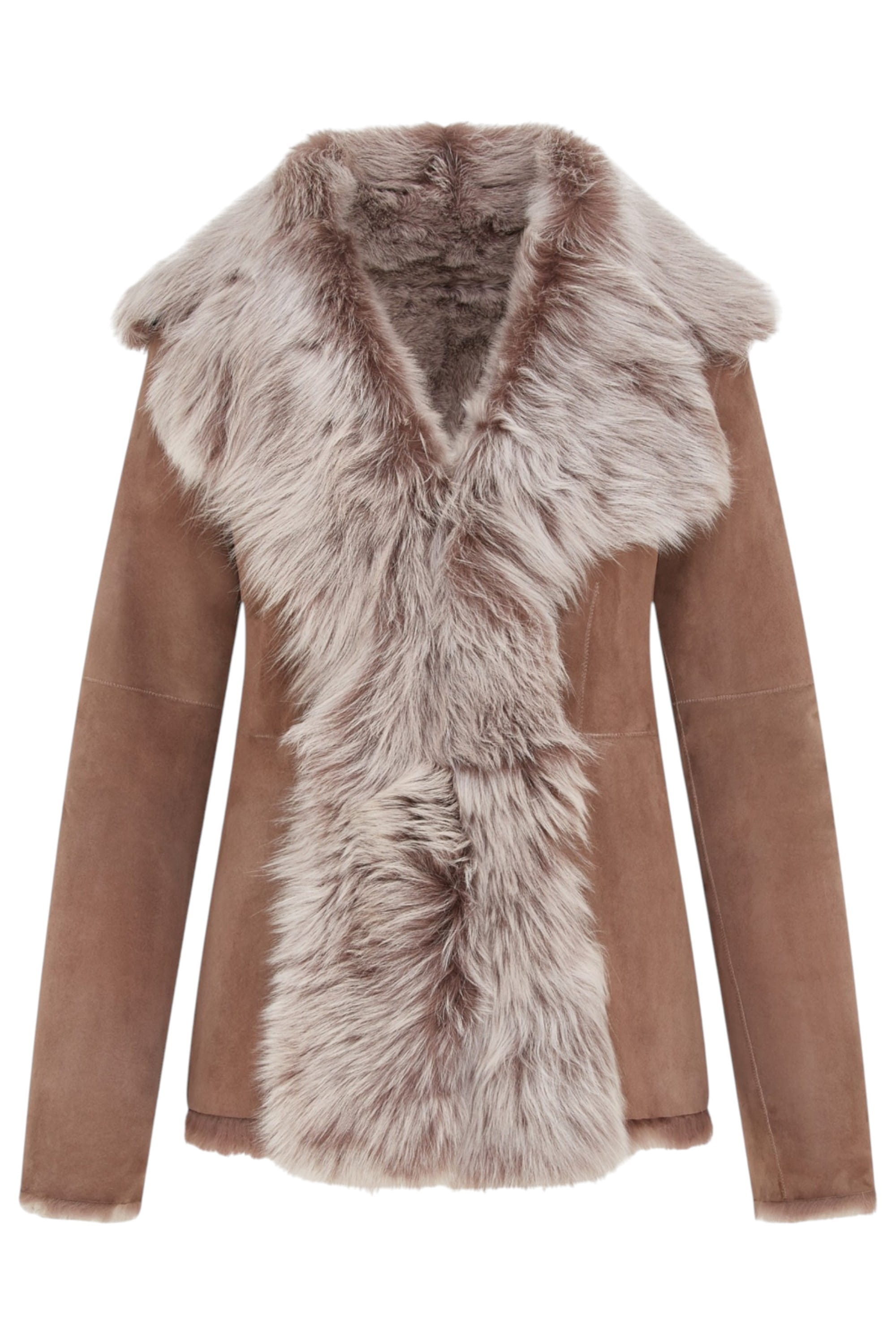 Taupe Sheep Toscana Shearling Leather Jacket, Image 1 of 6