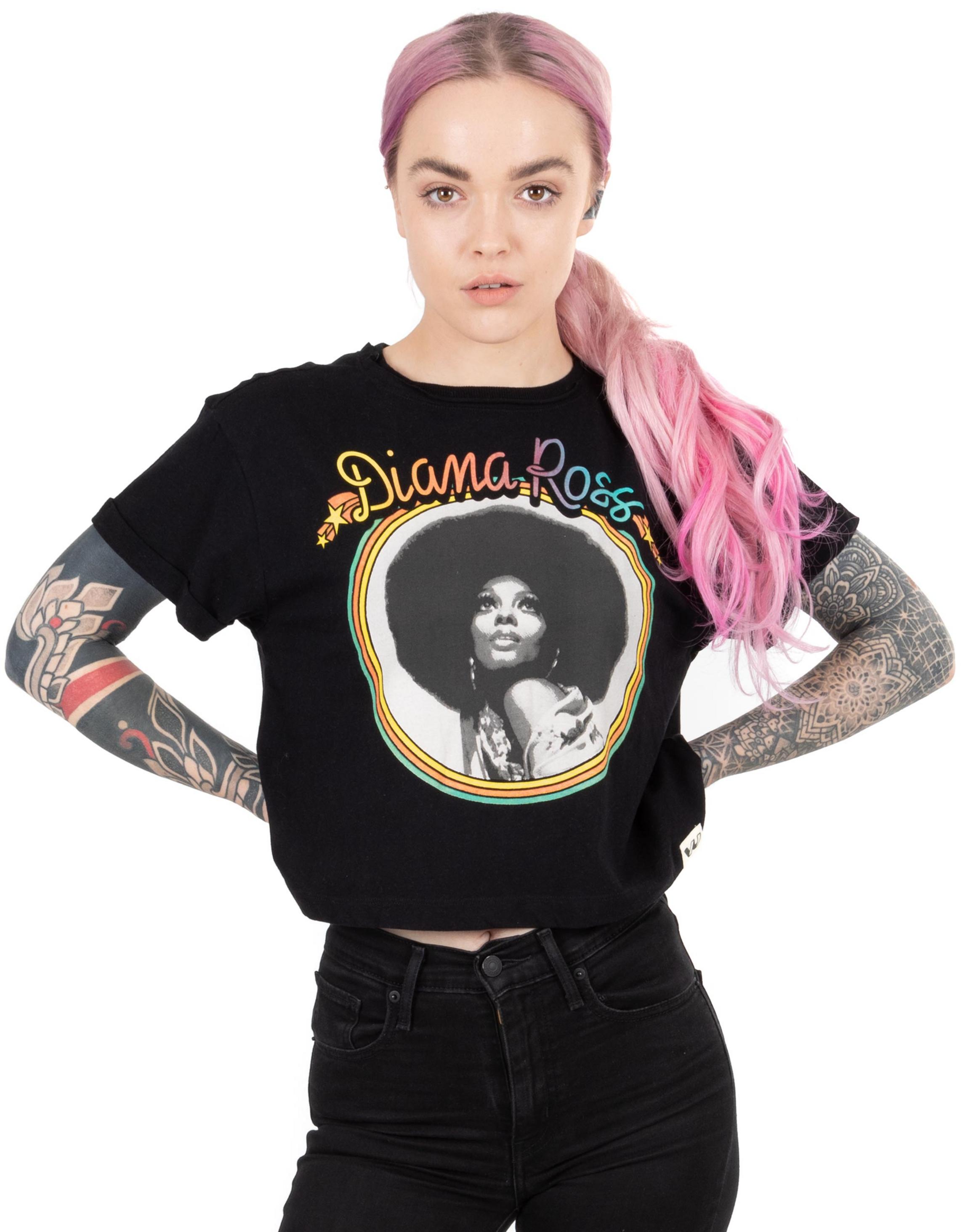 Black Diana Ross Cropped T-Shirt