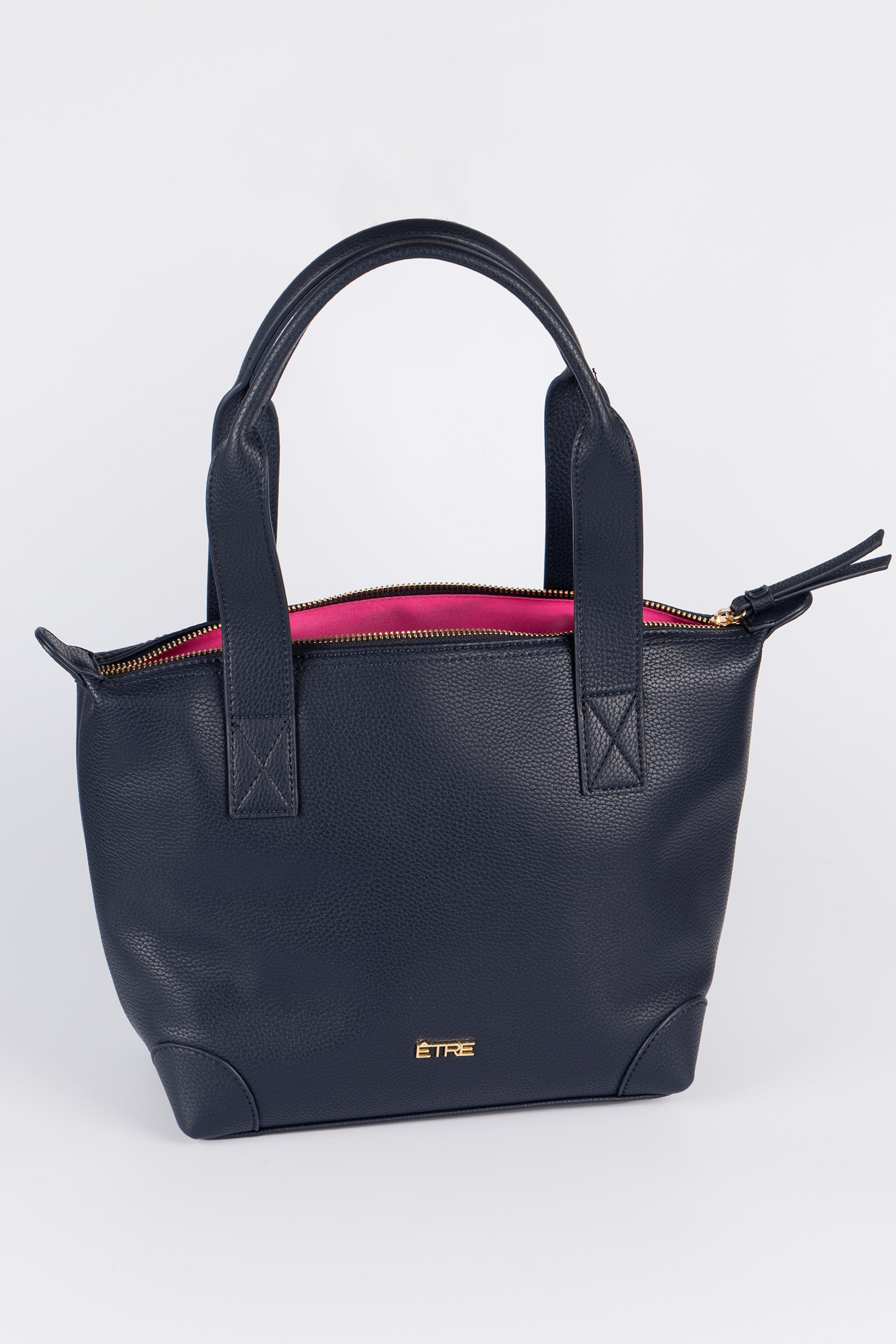 Navy Blue Etre Navy Blue Medium Faux Leather Tote Bag, Image 3 of 3