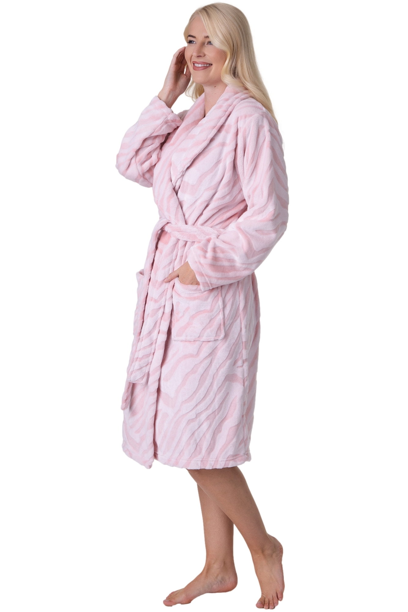 Pink Supersoft Printed Bathrobe, Image 2 of 5