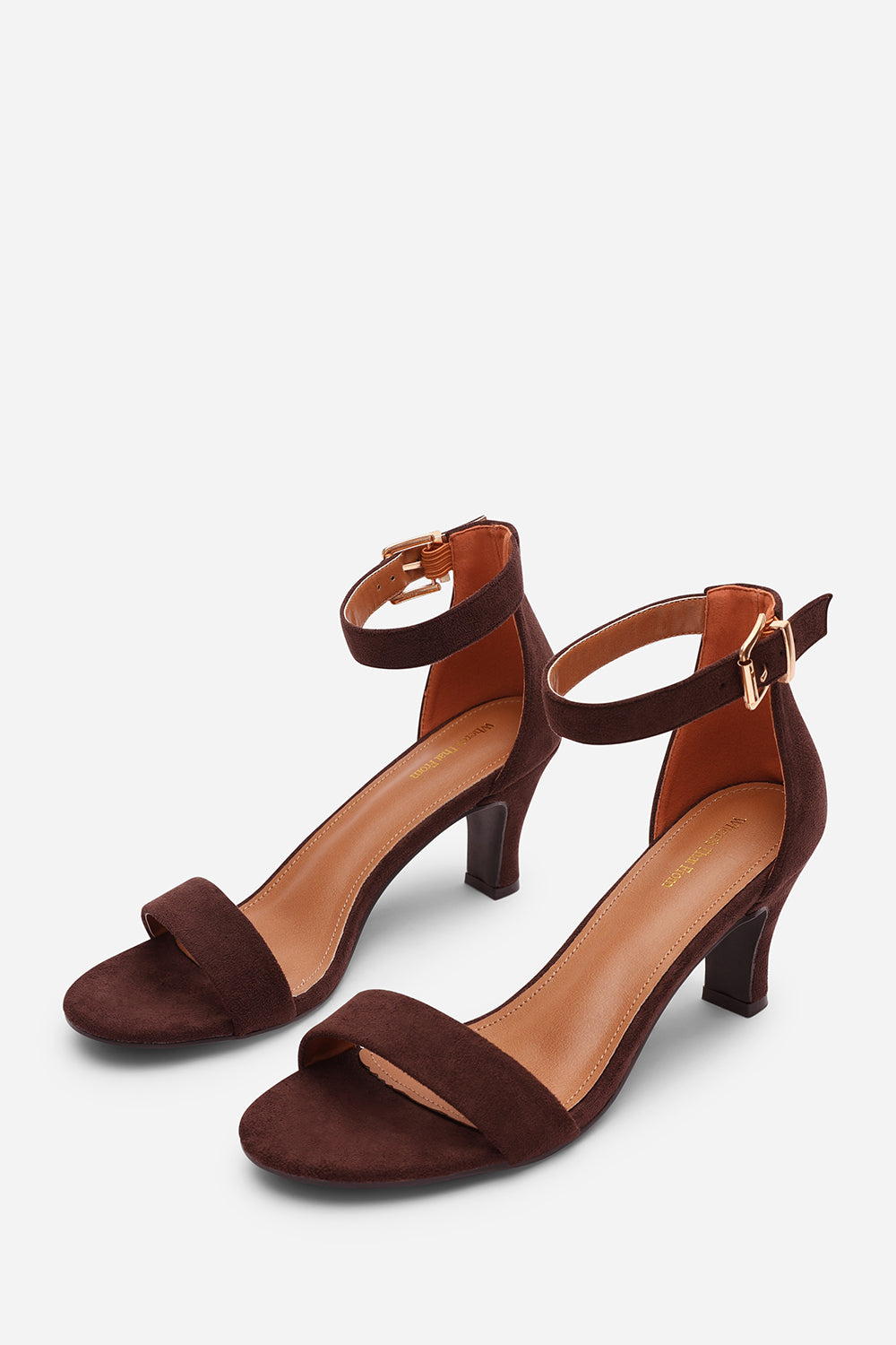 Brown 'Madrid' Mid Block Heel With Ankle Strap, Image 4 of 6