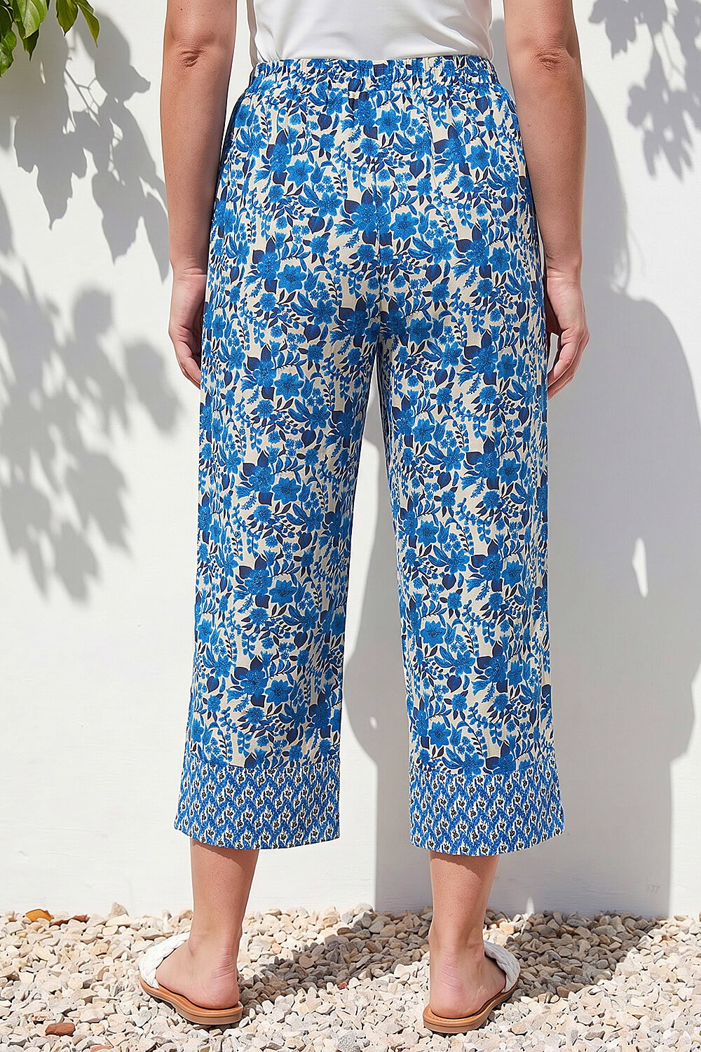 Blue Petite Print Cropped Trouser, Image 4 of 4