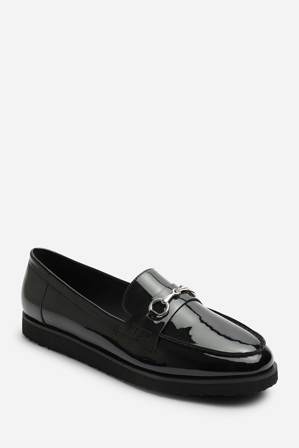 Black Brittany Snaffle Detail Hardware Trim Loafers, Image 3 of 6