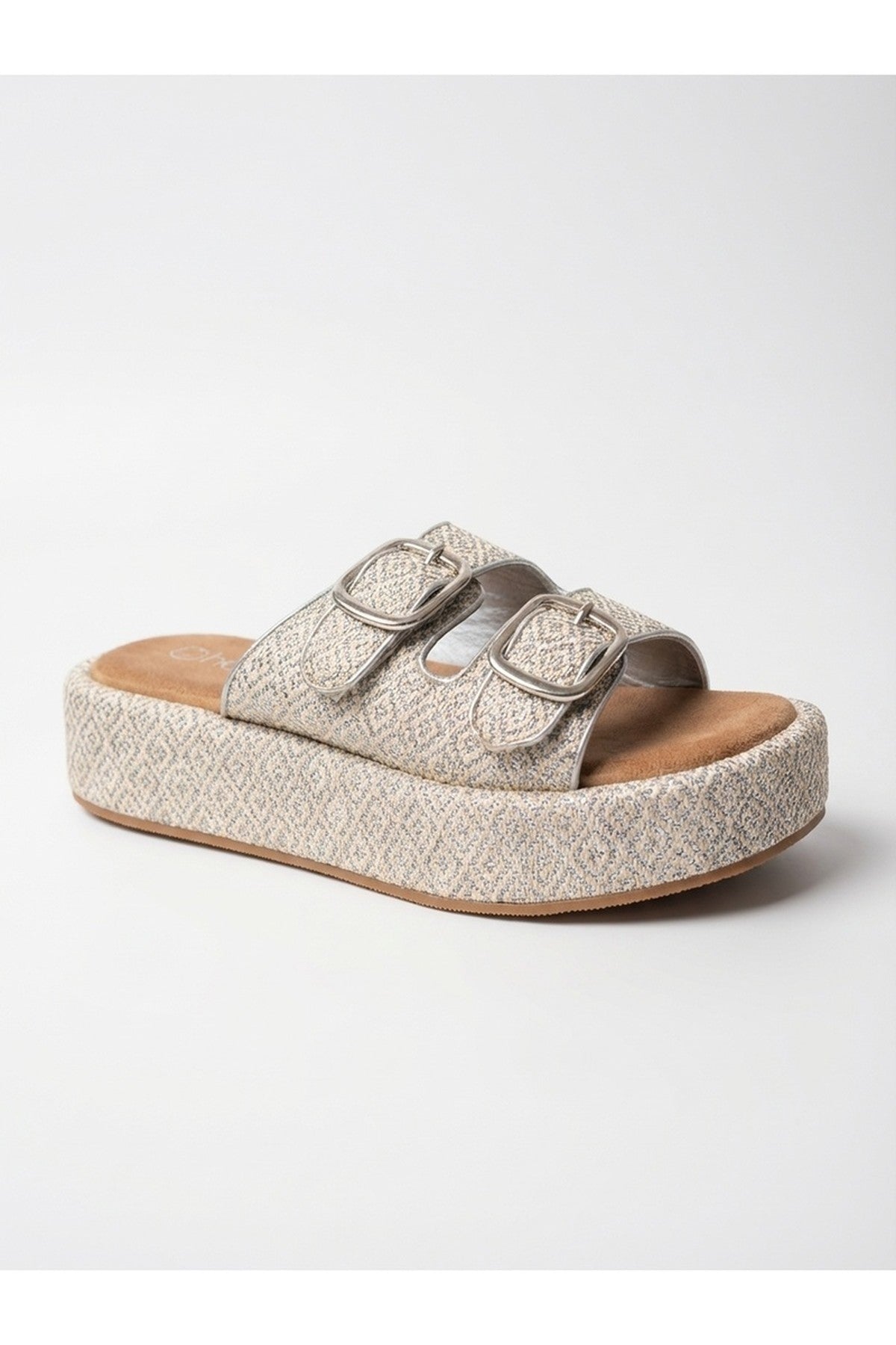 Silver iKrush Silver Vera Diamond Pattern Platform Sandals, Image 6 of 8