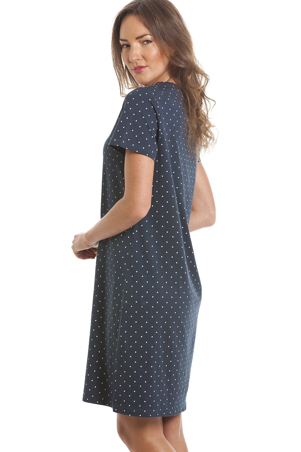 Navy Camille Lingerie Navy Owl Print Cotton Nightdress, Image 3 of 5