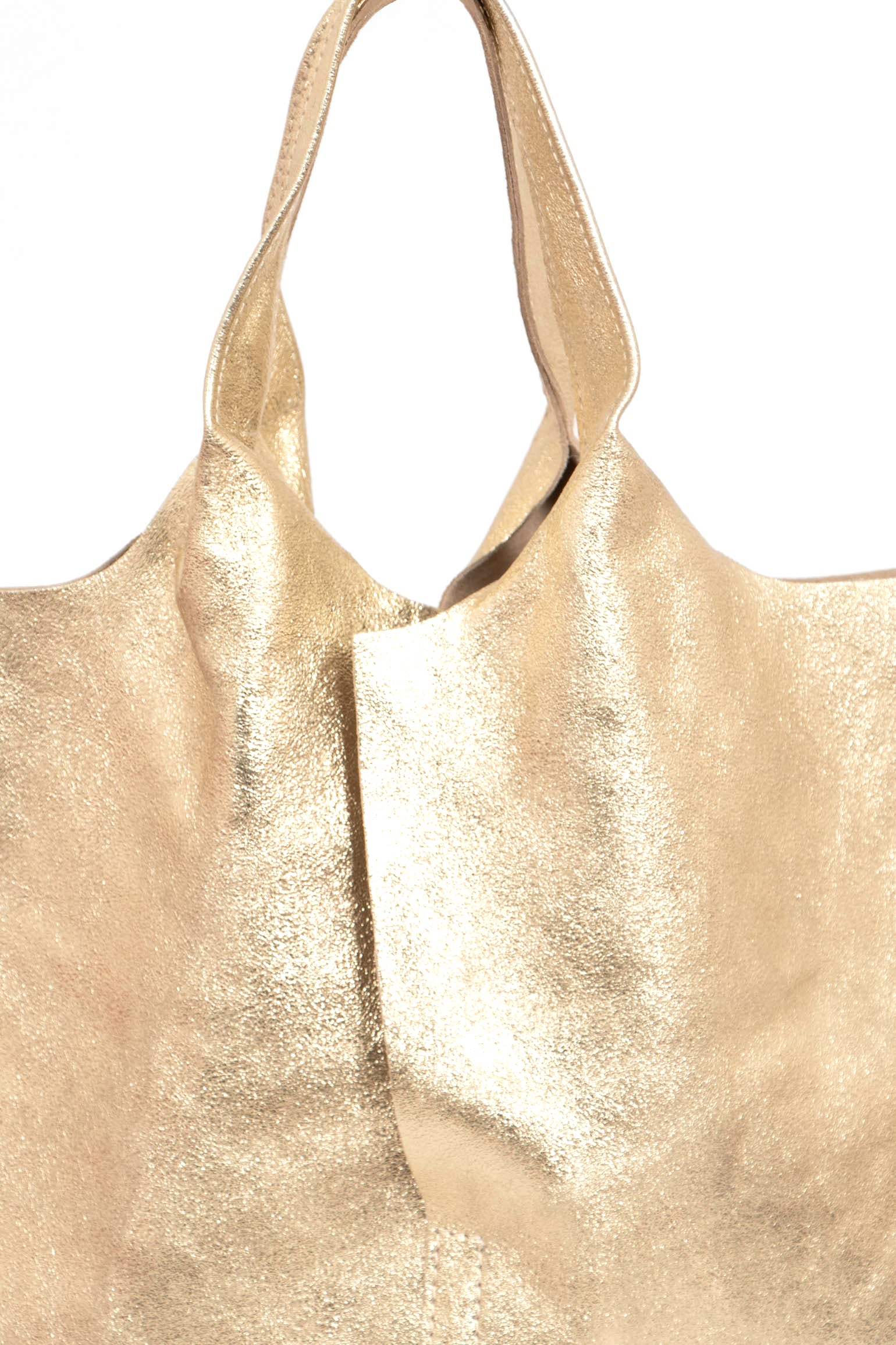 Gold Metallic Italian Leather Shoulder Bag, Image 4 of 4