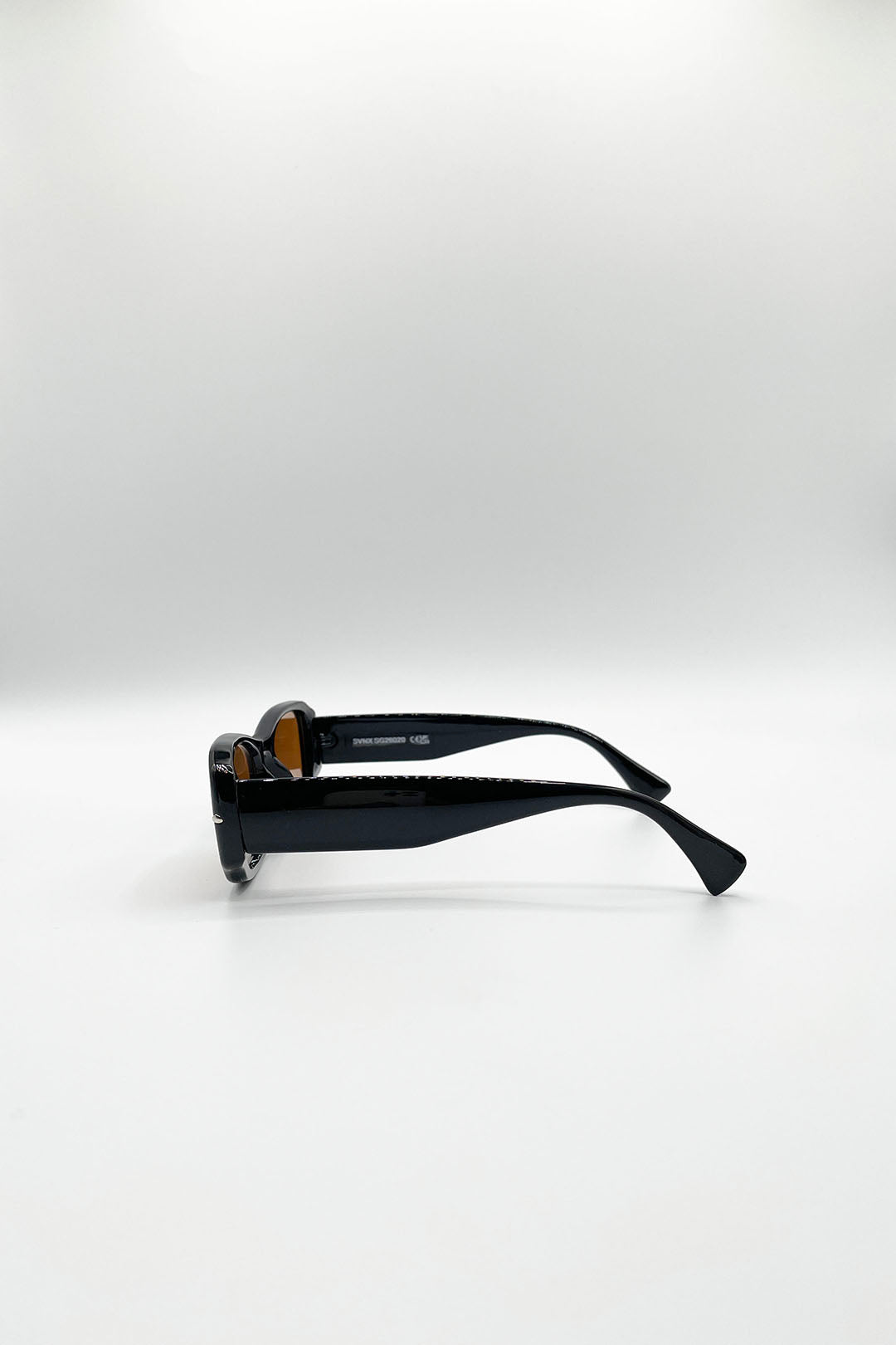 Black Bold Retangle Sunglasses in Black, Image 3 of 3