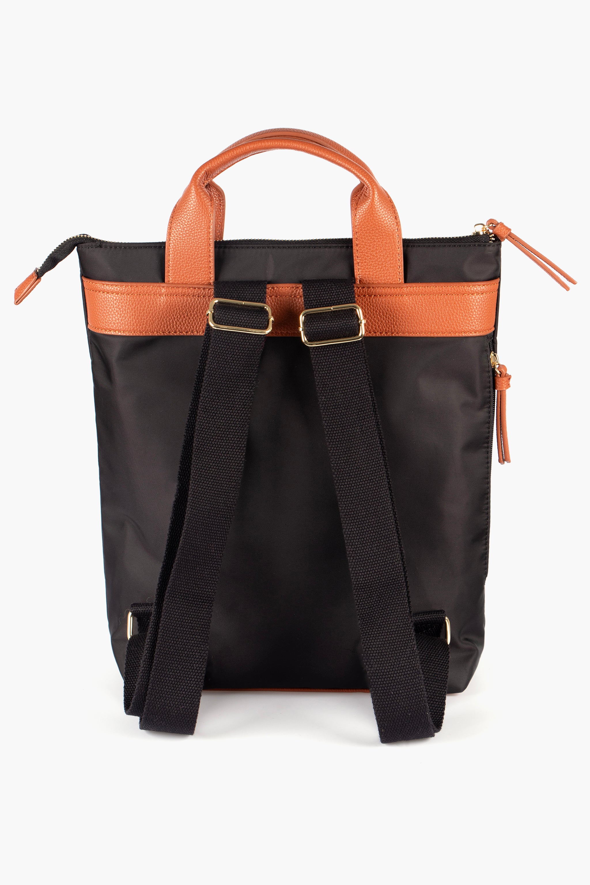 Black Plain Top Handle Foldable Backpack, Image 4 of 4
