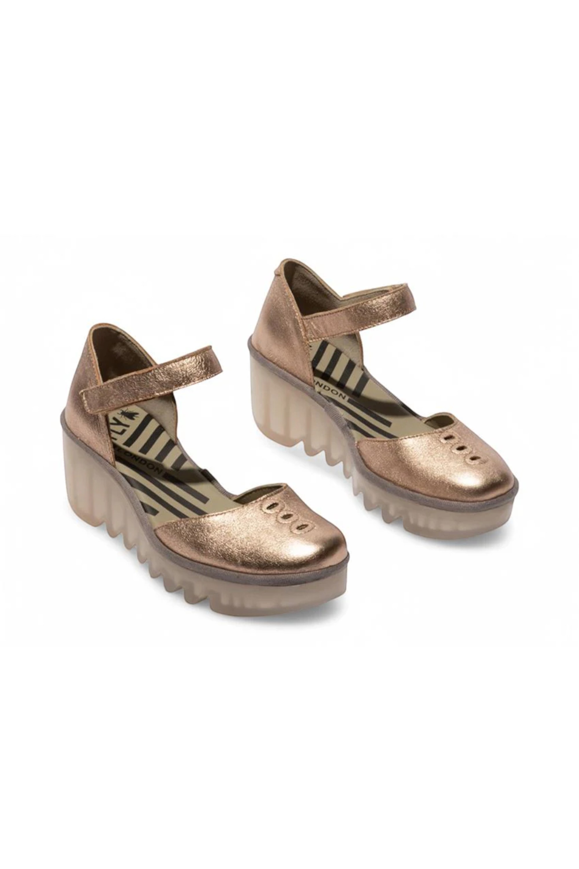 Gold Womens Durable Wedge Sandals-BISO305FLY, Image 2 of 5