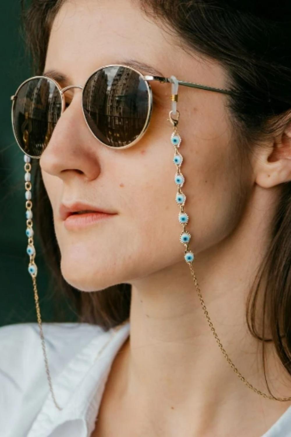 Silver Evil Eye Sunglass Chain Lanyard, Image 1 of 2