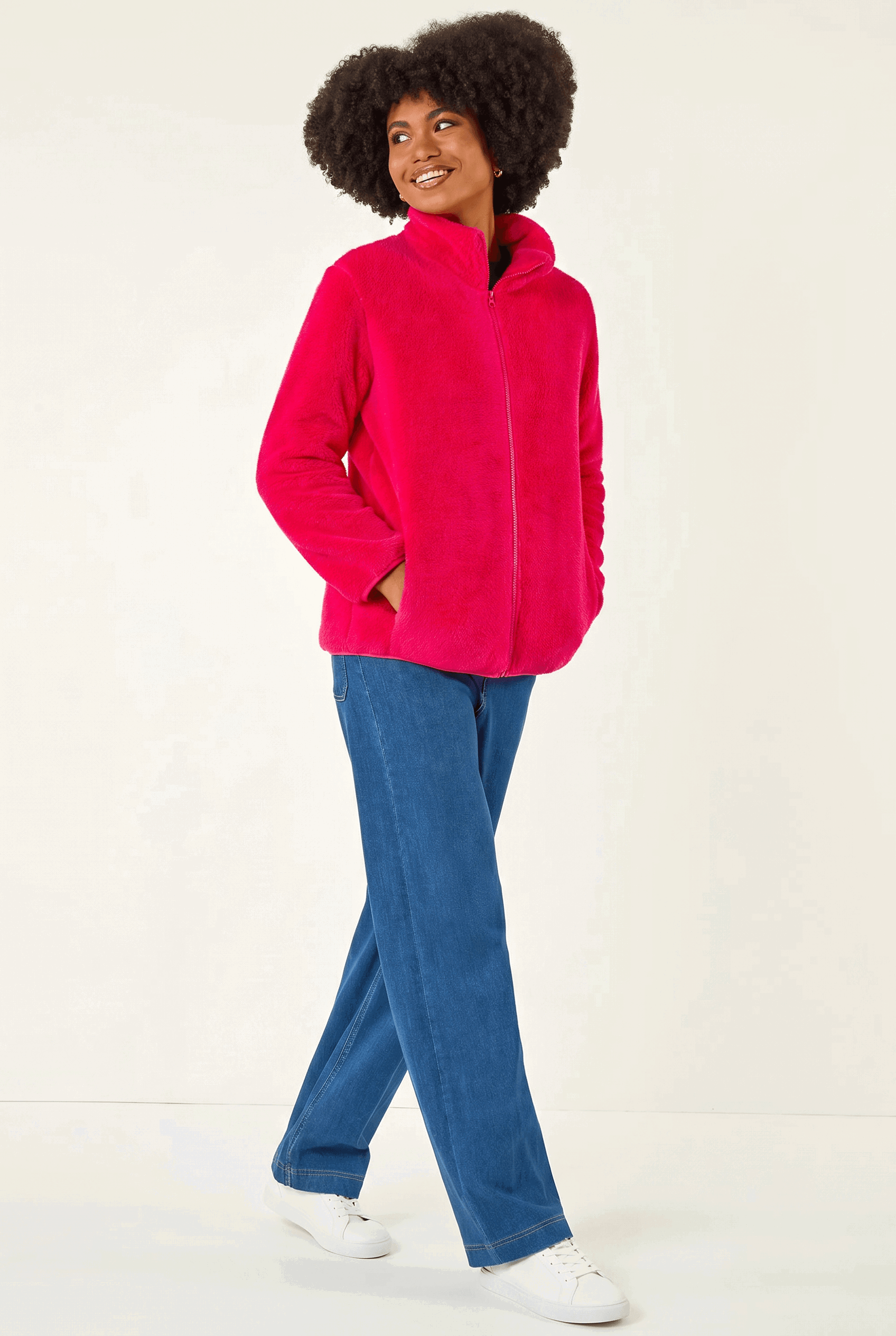 Fuchsia Soft Sherpa Fleece Jacket, Image 1 of 5