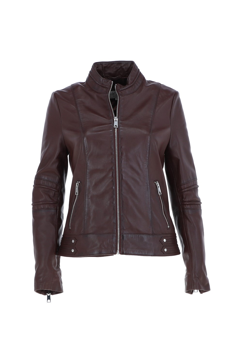 Wine 'Lillian' Real Leather Biker Jacket, Image 1 of 4