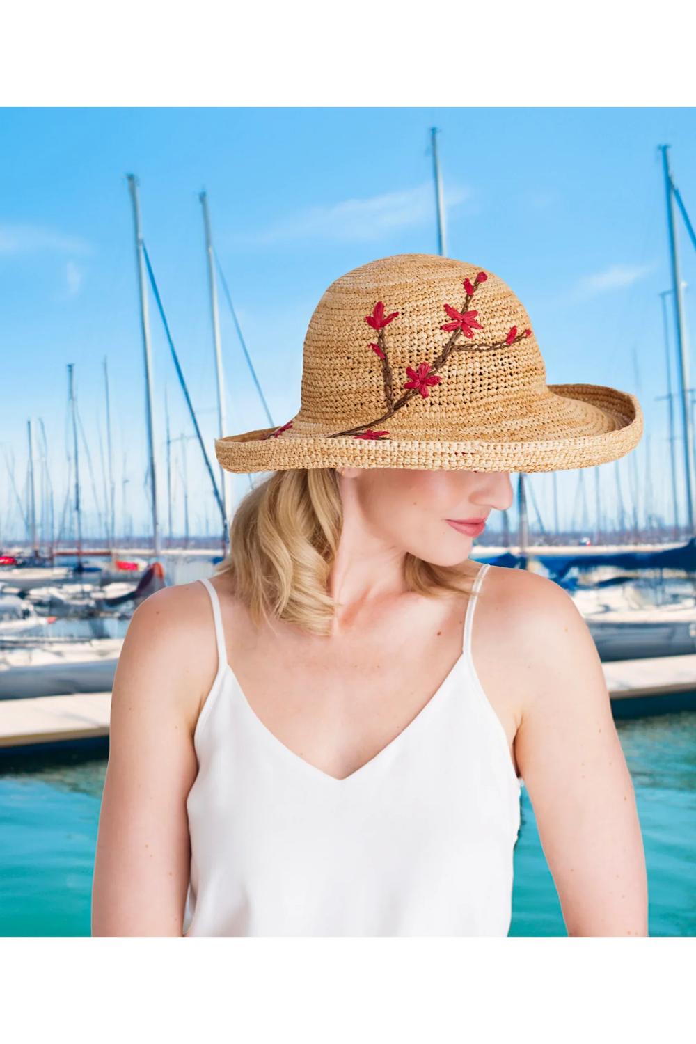 Beige Vanessa - Embroidered Raffia Hat, Image 2 of 2