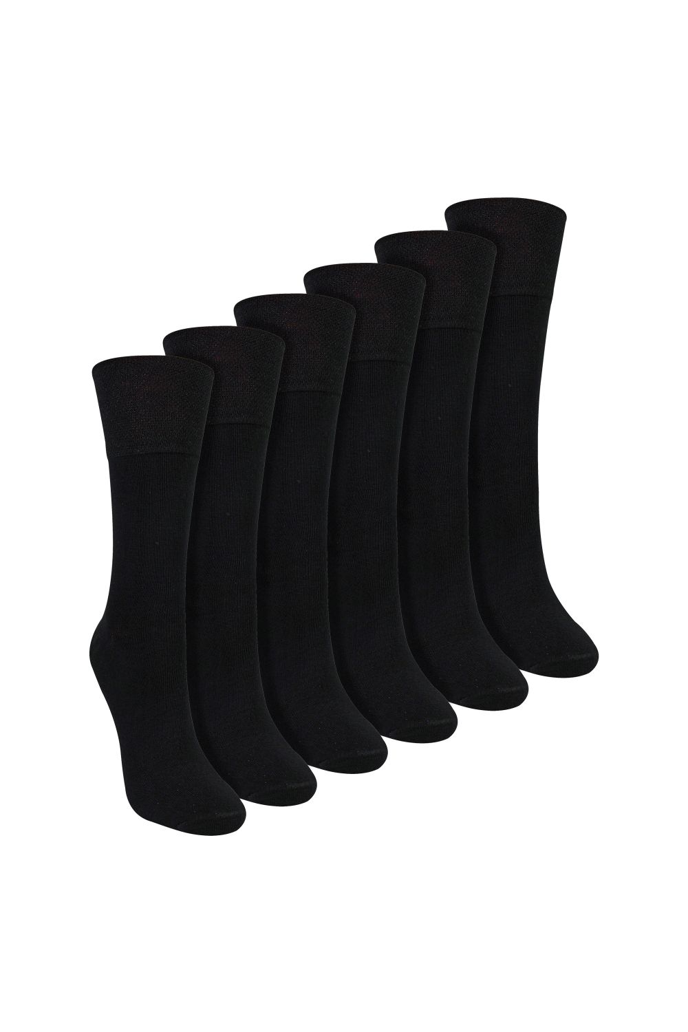 Black 6 Pack Ladies Bamboo Non Elastic Socks Soft Breathable Everyday Comfort, Image 1 of 3