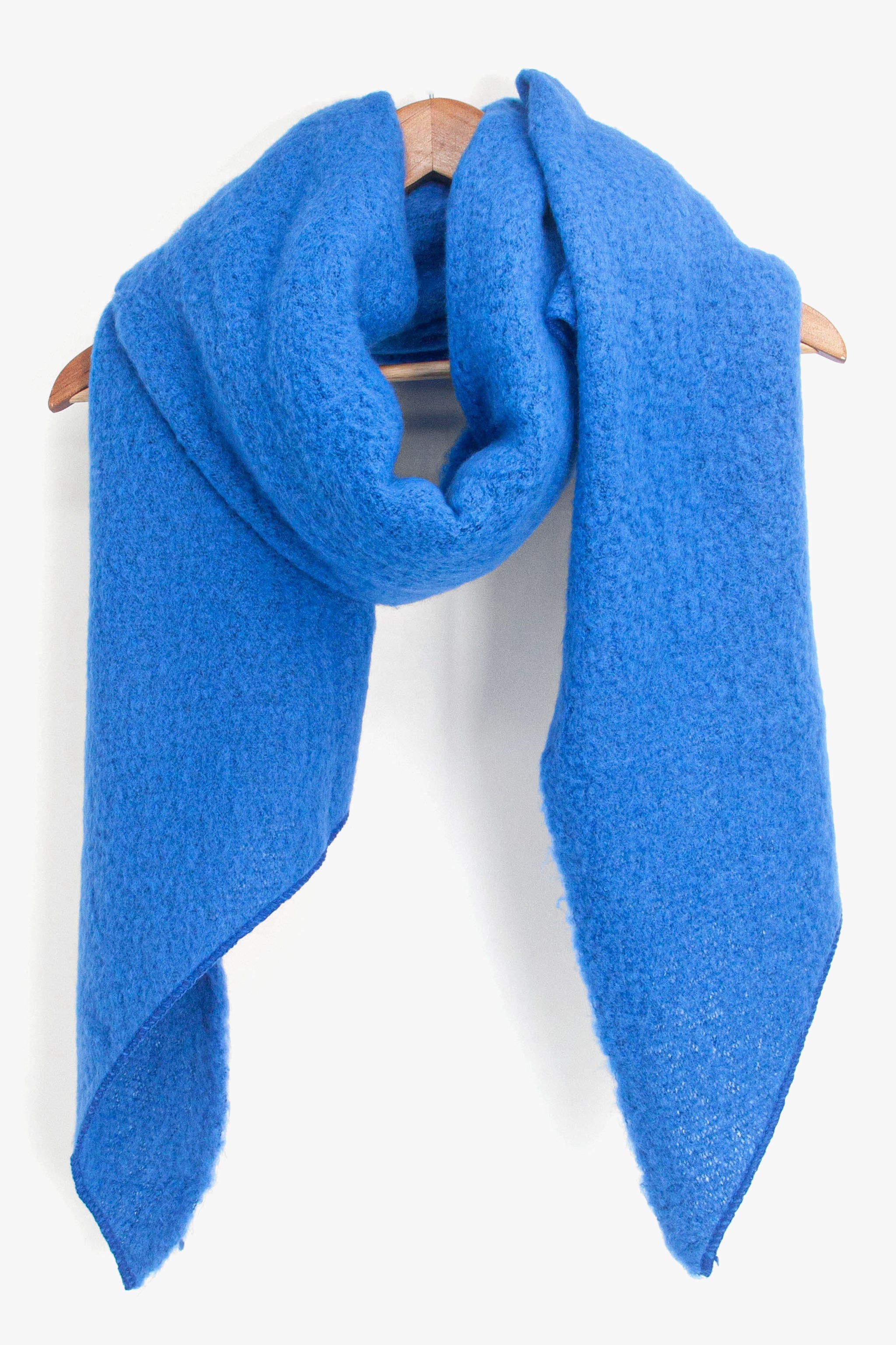 Blue Plain Heavyweight Asymmetric Winter Scarf, Image 3 of 4