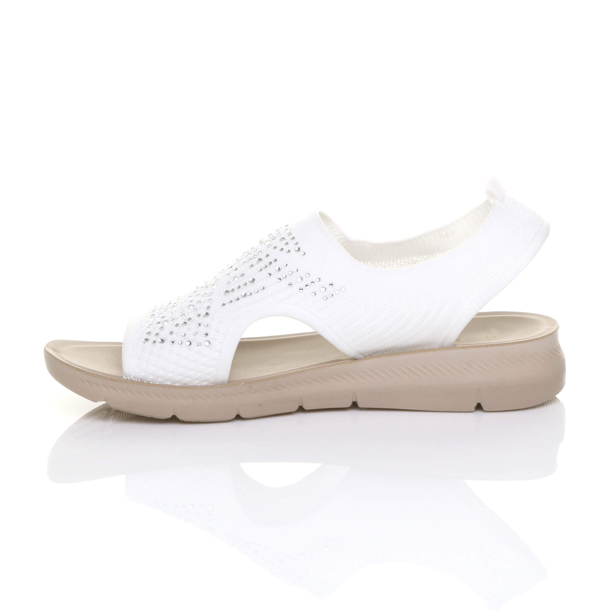 White AJVANI White Slingback Diamante Summer Holiday Comfort Sandals, Image 3 of 5