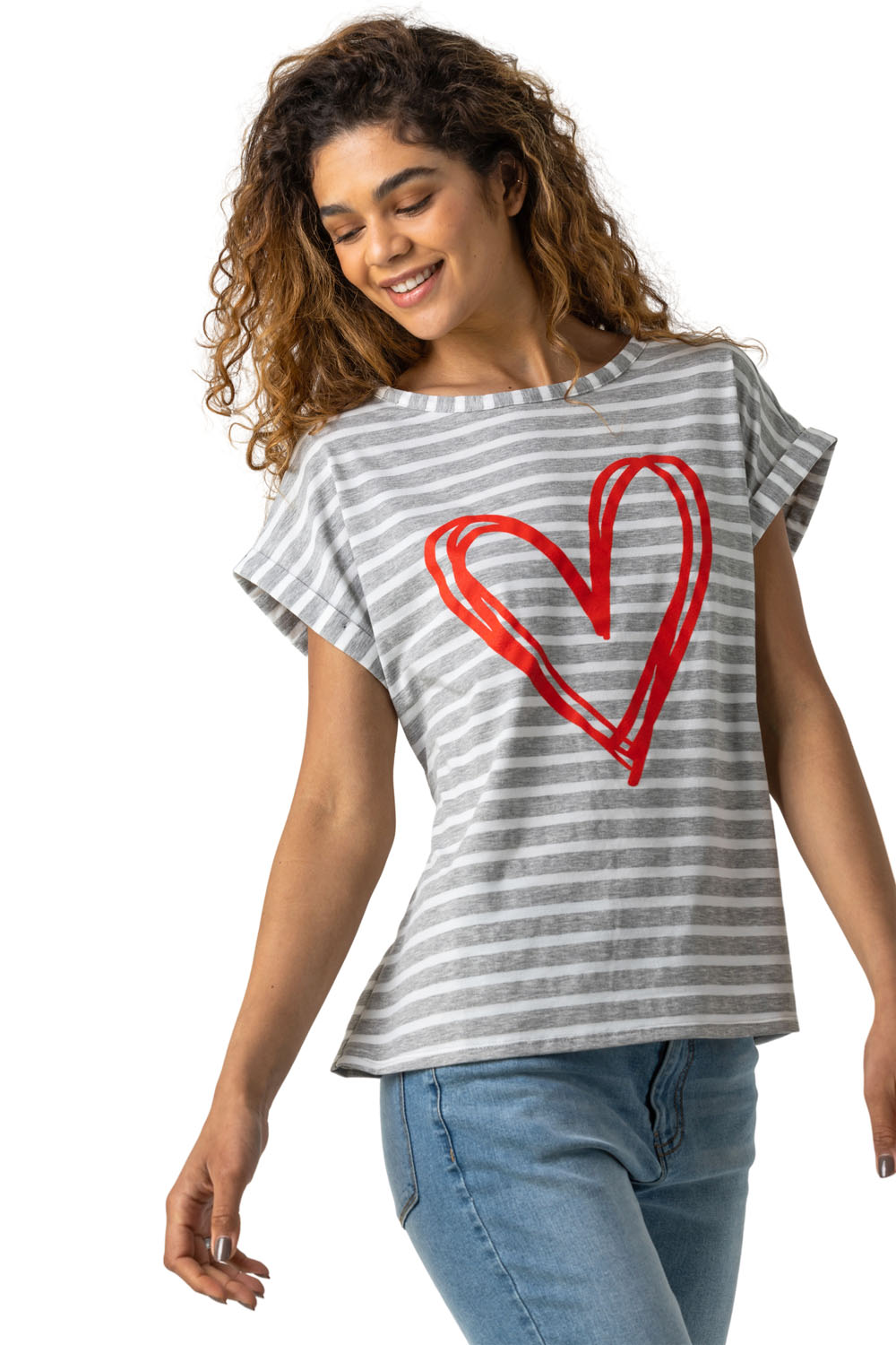 Striped Shirt With Heart Print