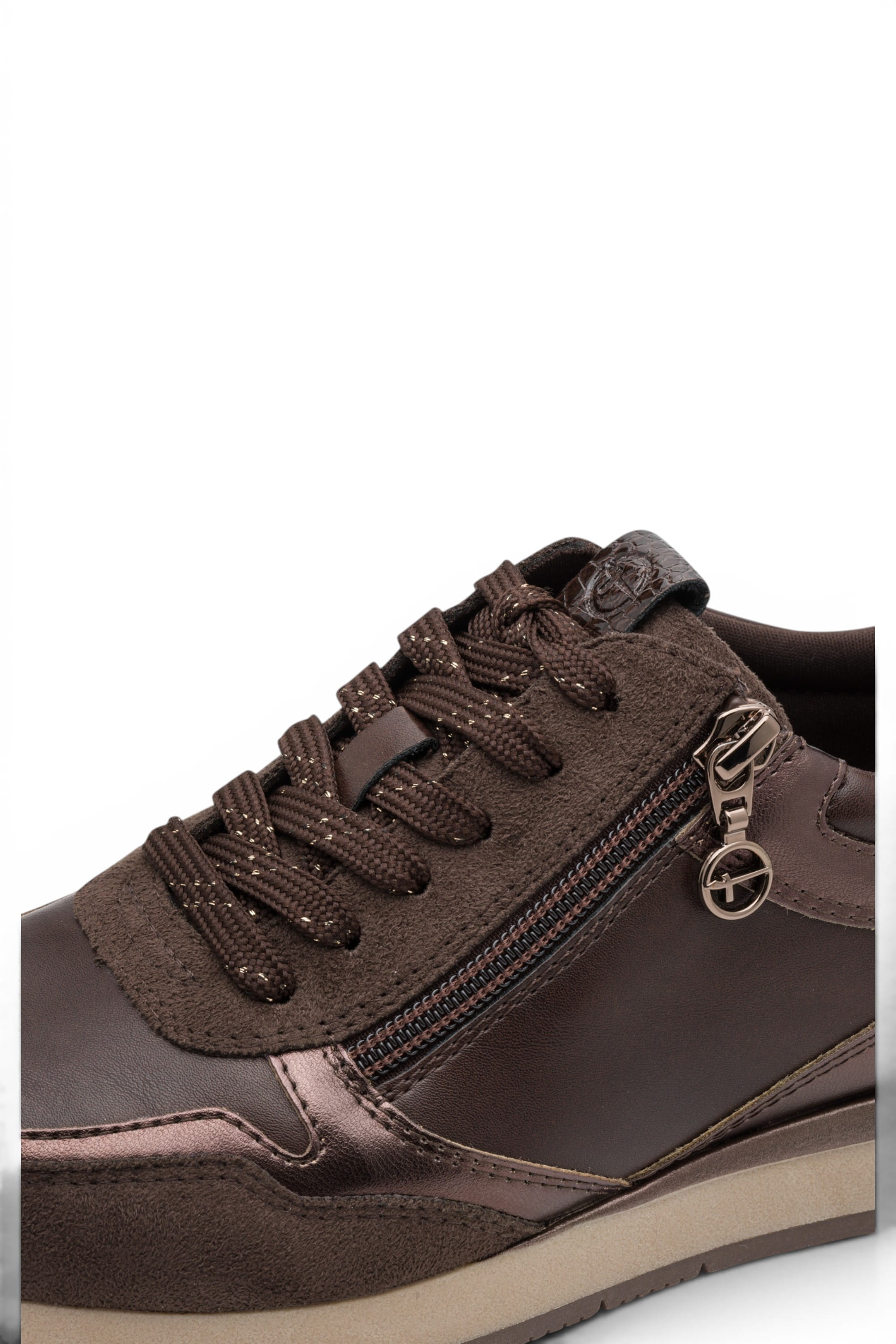 Brown Faux Leather Sneakers - 23613, Image 5 of 7