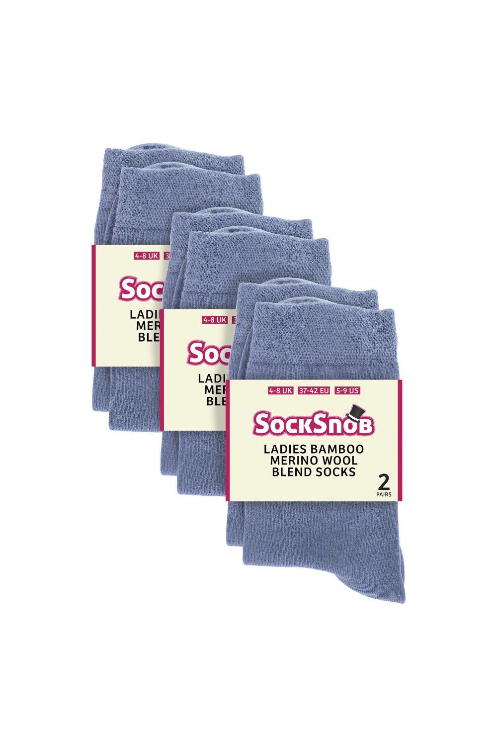 Blue Ladies 6 Pack Bamboo & Merino Wool Blend Socks, Image 2 of 2