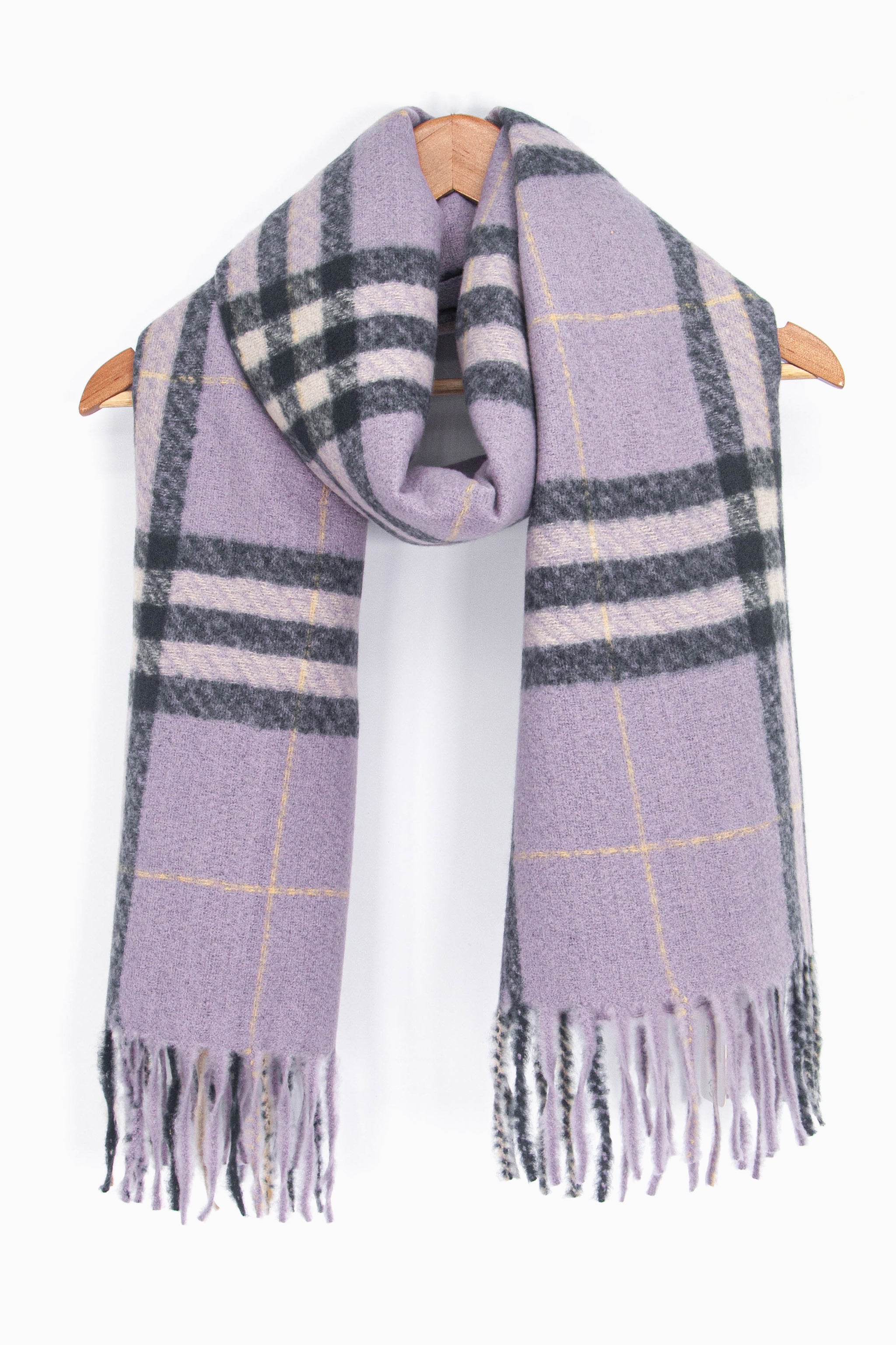 Lilac Traditional Tartan Check Winter Scarf, Image 2 of 3