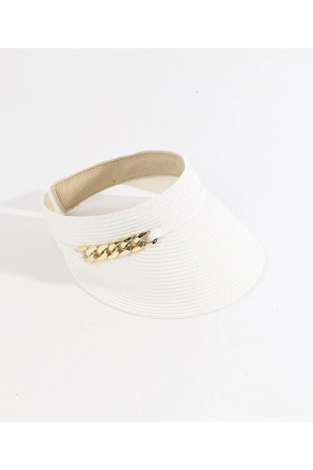 White Khari - Embellished Straw Visor - White, Image 2 of 2