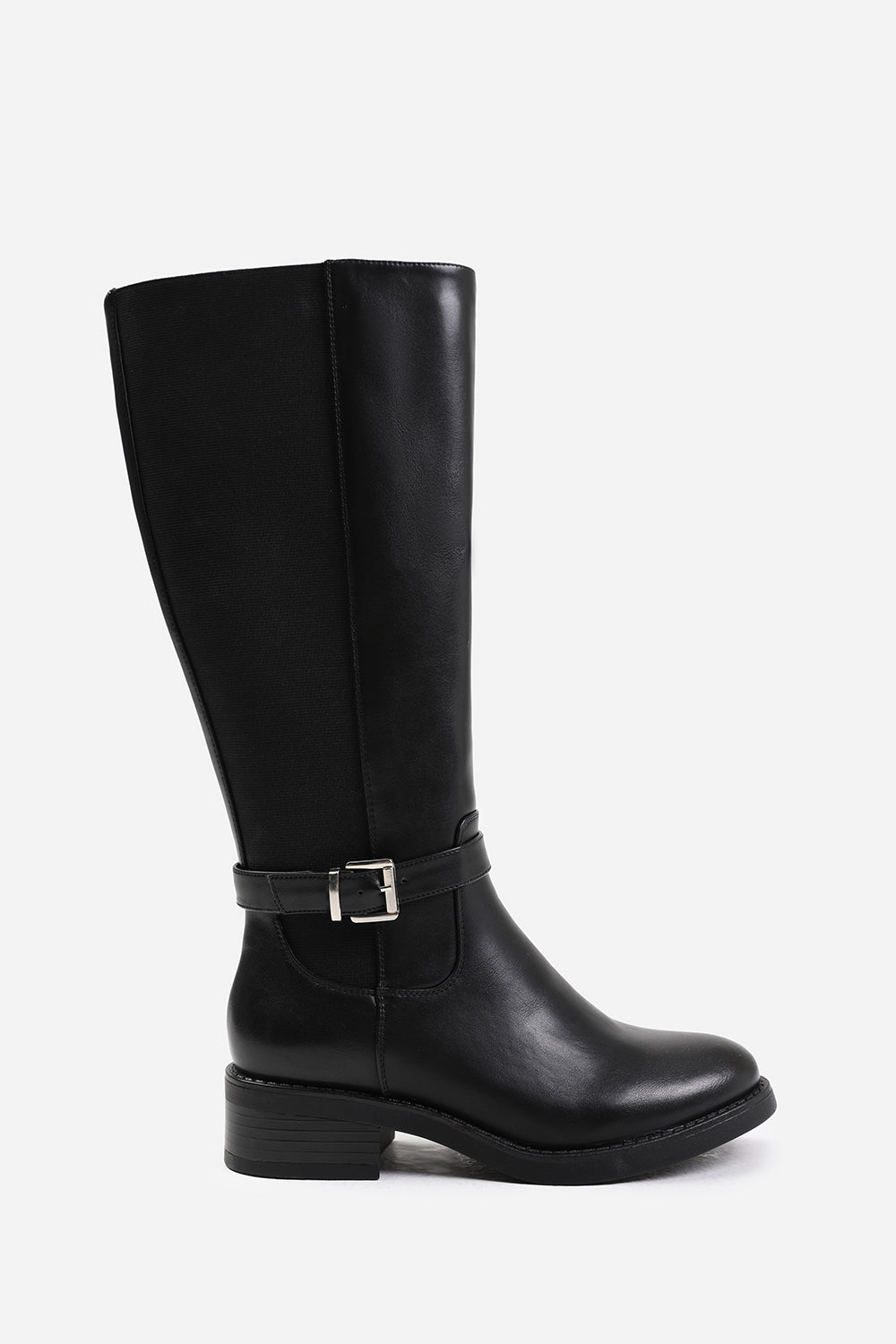 Black 'Bode' Knee High Boots With Buckle Detail, Image 2 of 4