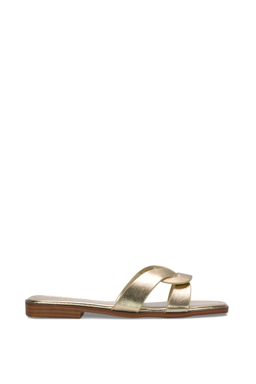 Black 'Charley' Open Toe Slip On Slider Sandals With Square Toe