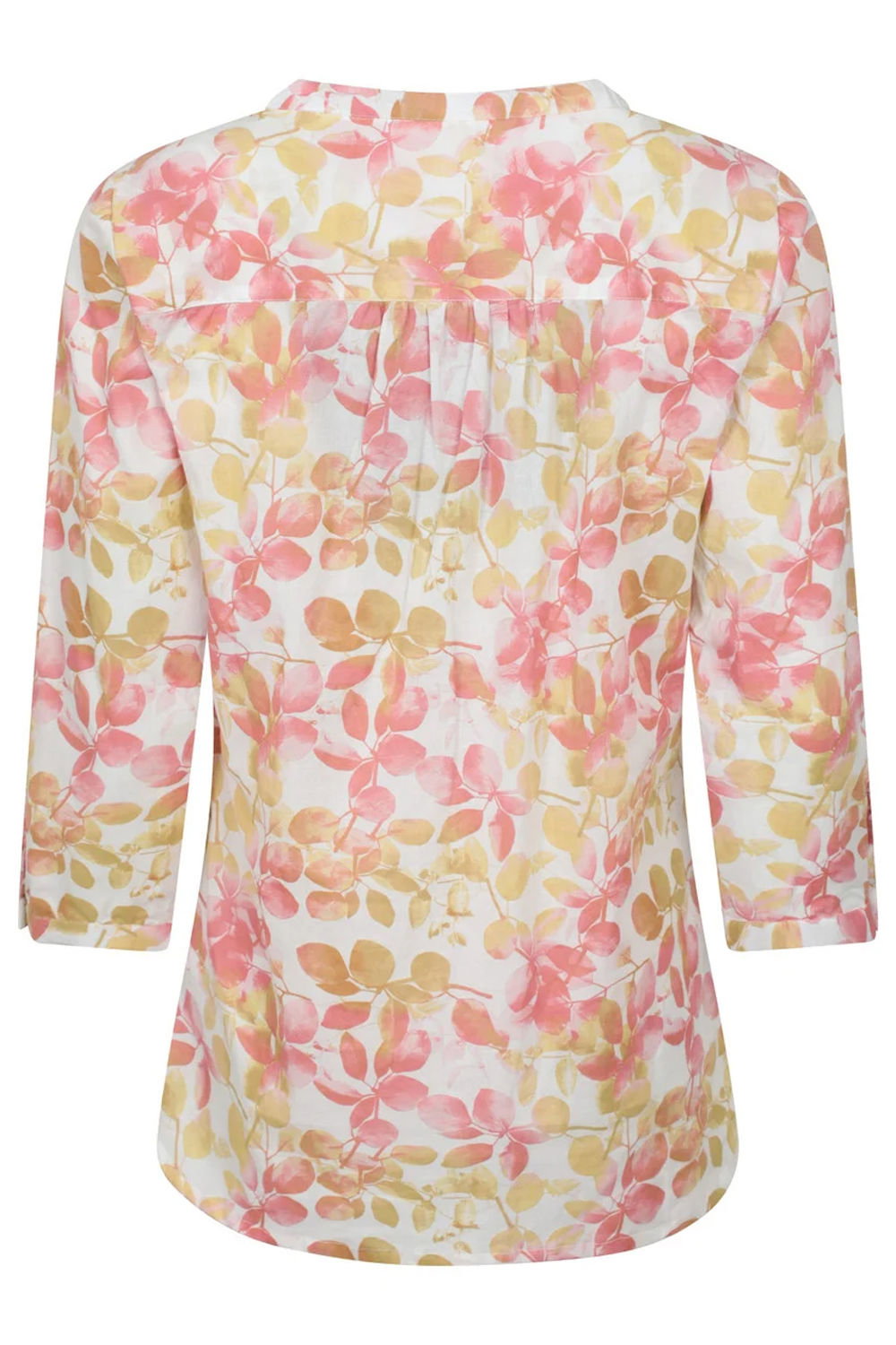 Coral Petra Leaf Print 3/4 Sleeve Blouse, Image 2 of 4
