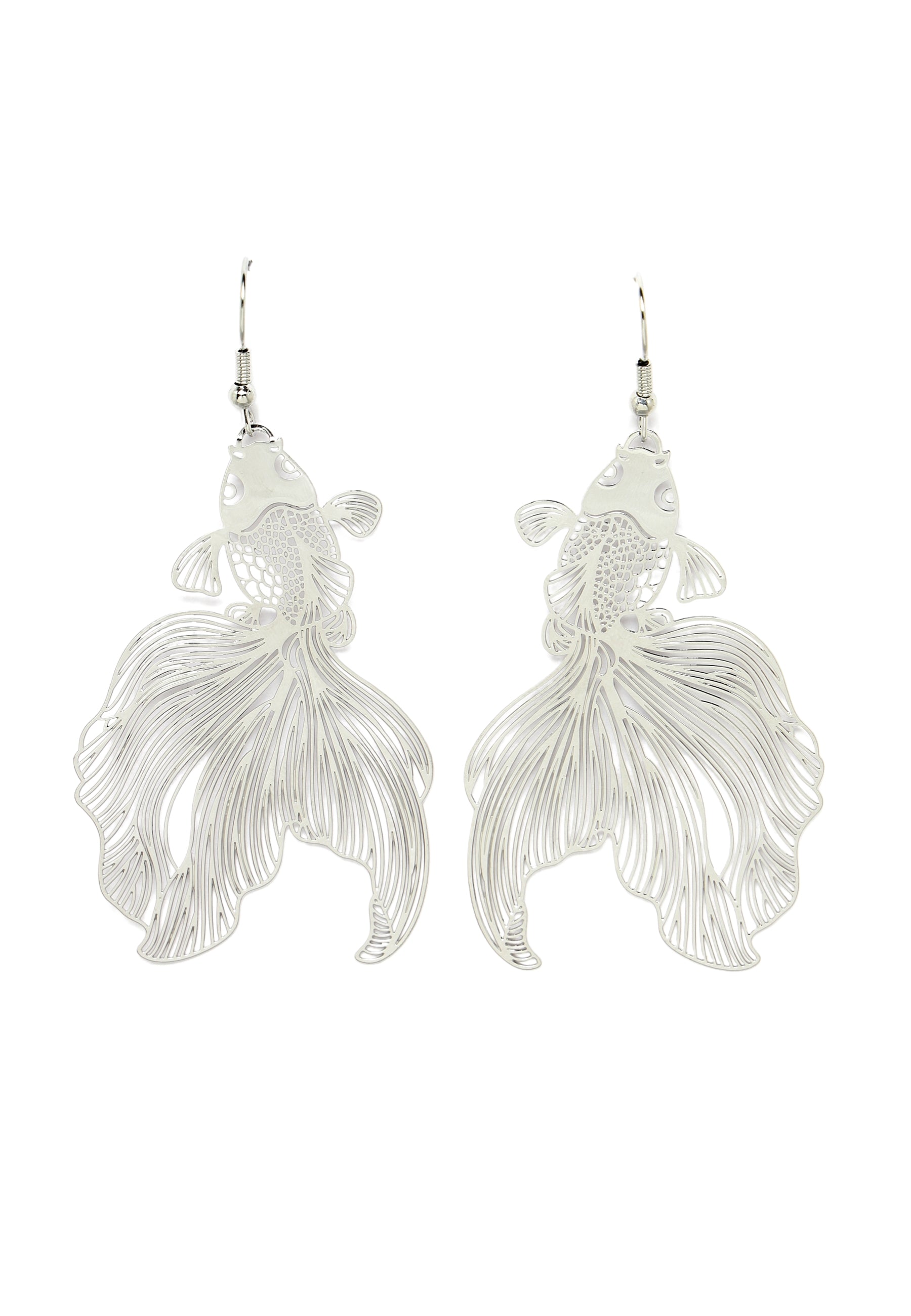 White Hollow Fish Shaped Earrings