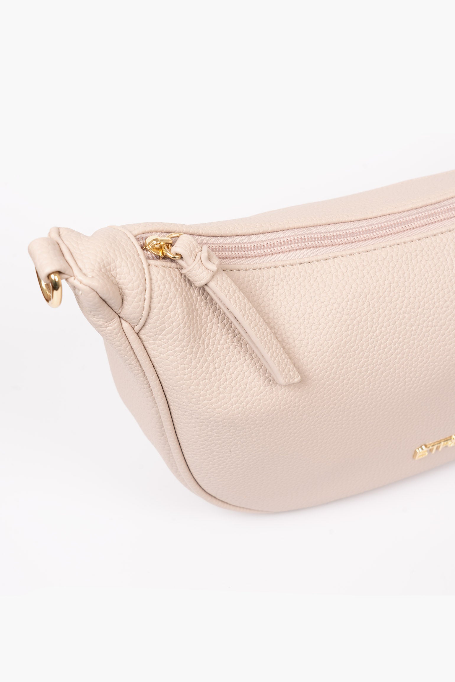 Beige Faux Leather Half Moon Crossbody Bag, Image 3 of 4