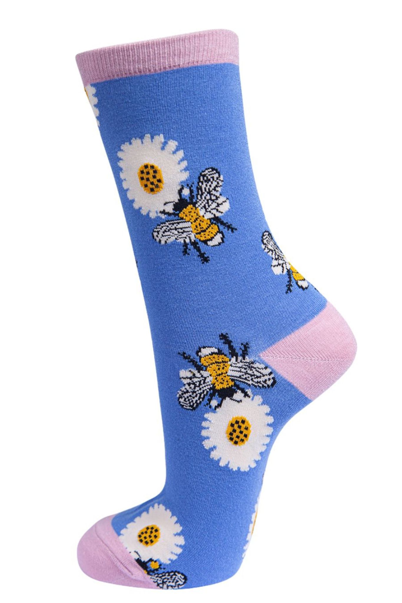 Purple Bee Daisy Bamboo Socks In Lilac